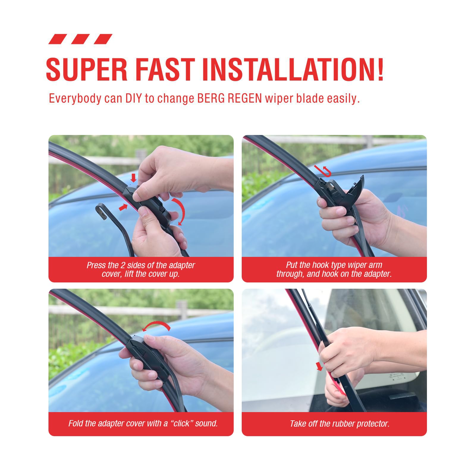 Berg Regen  26''+16'' Windshield Wipers With 12'' Rear Wiper Blade Sets Replacement For Toyota Rav4 2022 2021 2020 2019/Mazda 5