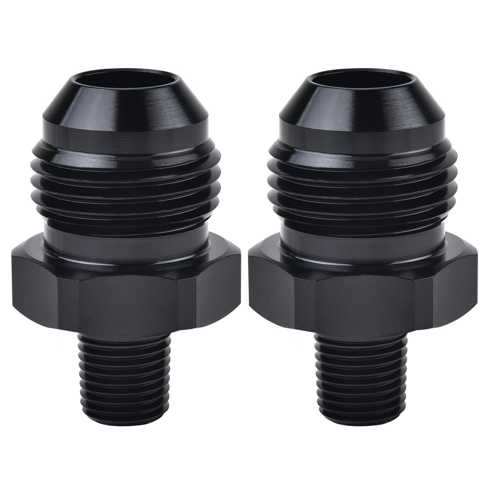 Evil Energy 8An Male Flare To 1/8'' Npt Pipe Fitting Adapter Aluminum Straight Black 2Pcs