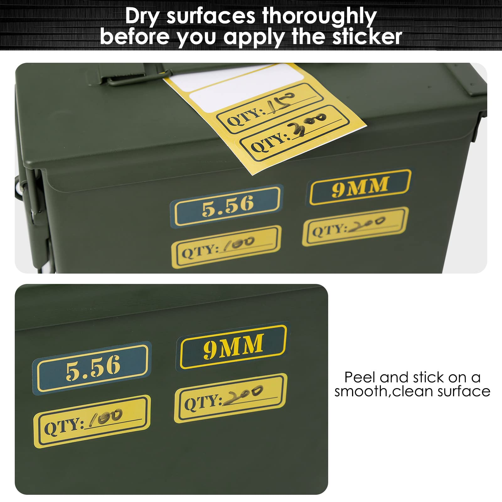 Aolamegs Weatherproof Quantity Decal Labels-Identify The Number Of Bullets In The Ammo Can,Qty Marker Vinyl Sticker For Ammo Storage Boxes(20 Pack/5 Sheets)