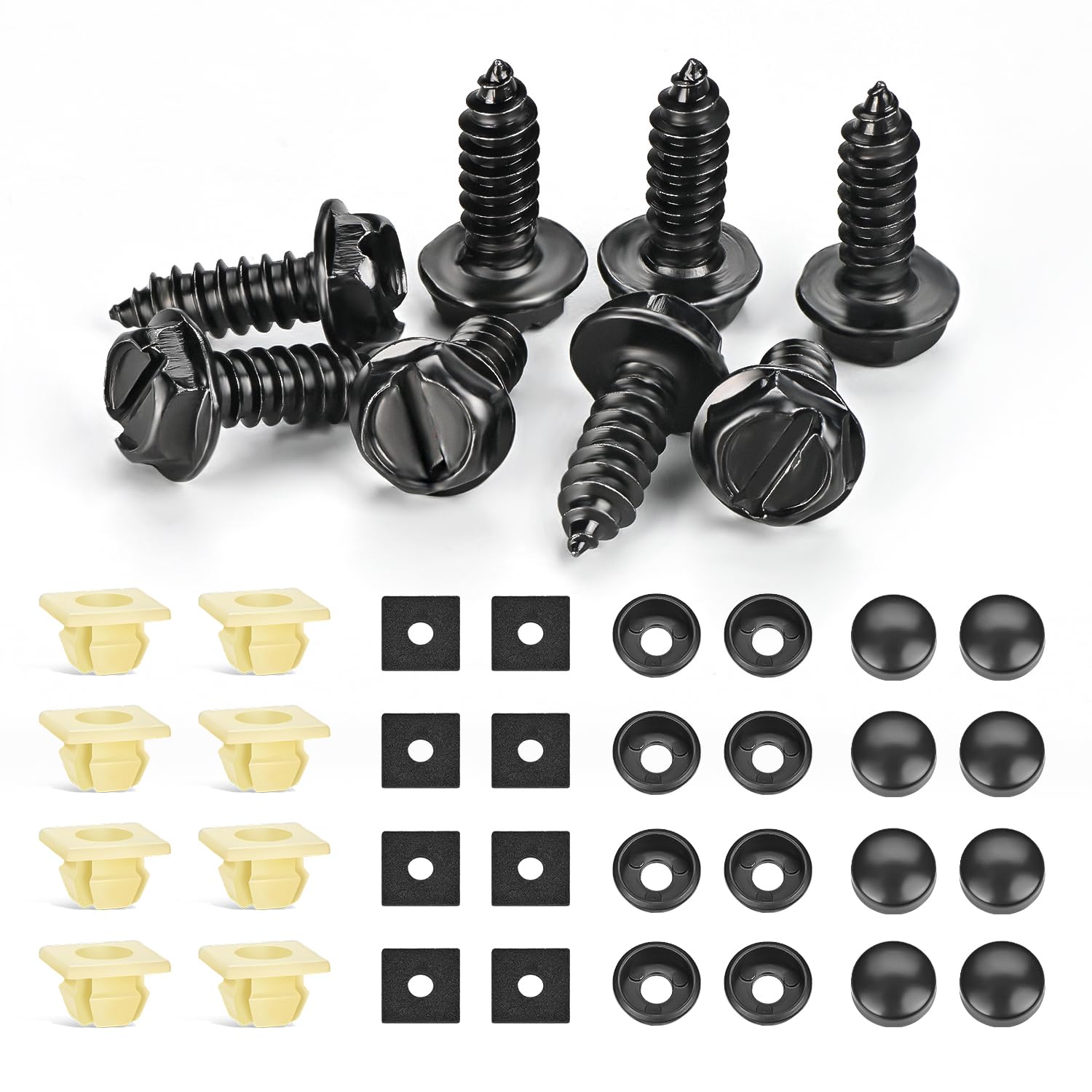 Gooacc License Plate Screw Kit For Fastening Front And Back License Plates On Cars, Suvs, And Trucks Black Zinc Plated Rust-Proo