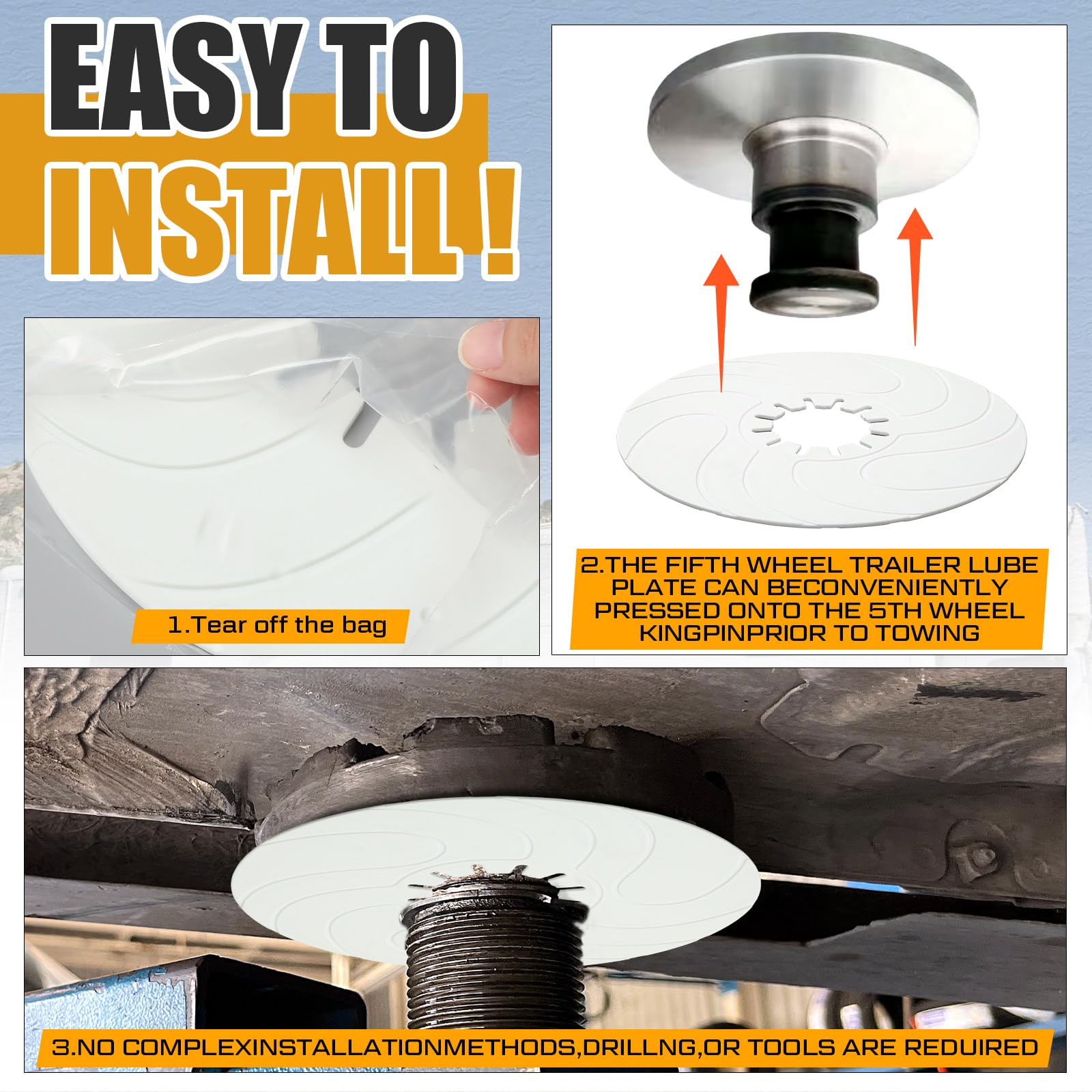 Threlaco 2 Pack 5Th Wheel Hitch Lube Plate 12 Inch Rv Camper Trailer Fifth Wheel Plate Disc Accessories For Trailer Safety Kit,