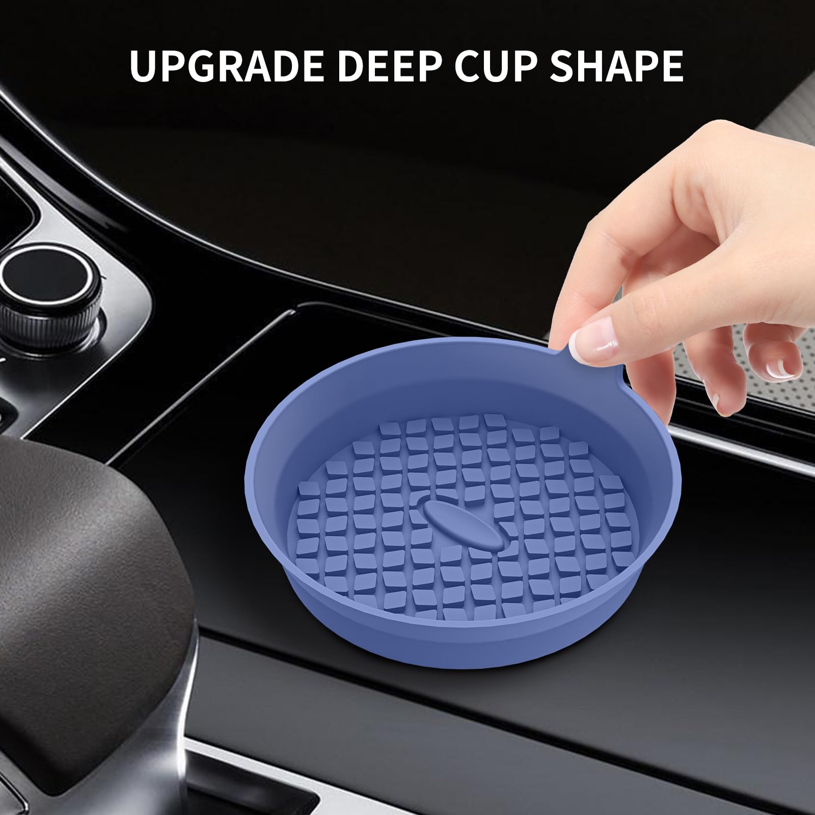 Me.Fan Car Cup Holder Coasters [4 Pack] Silicone Cups Mats, Automotive Universal Non-Slip Recessed Interior Accessories Navy Blu