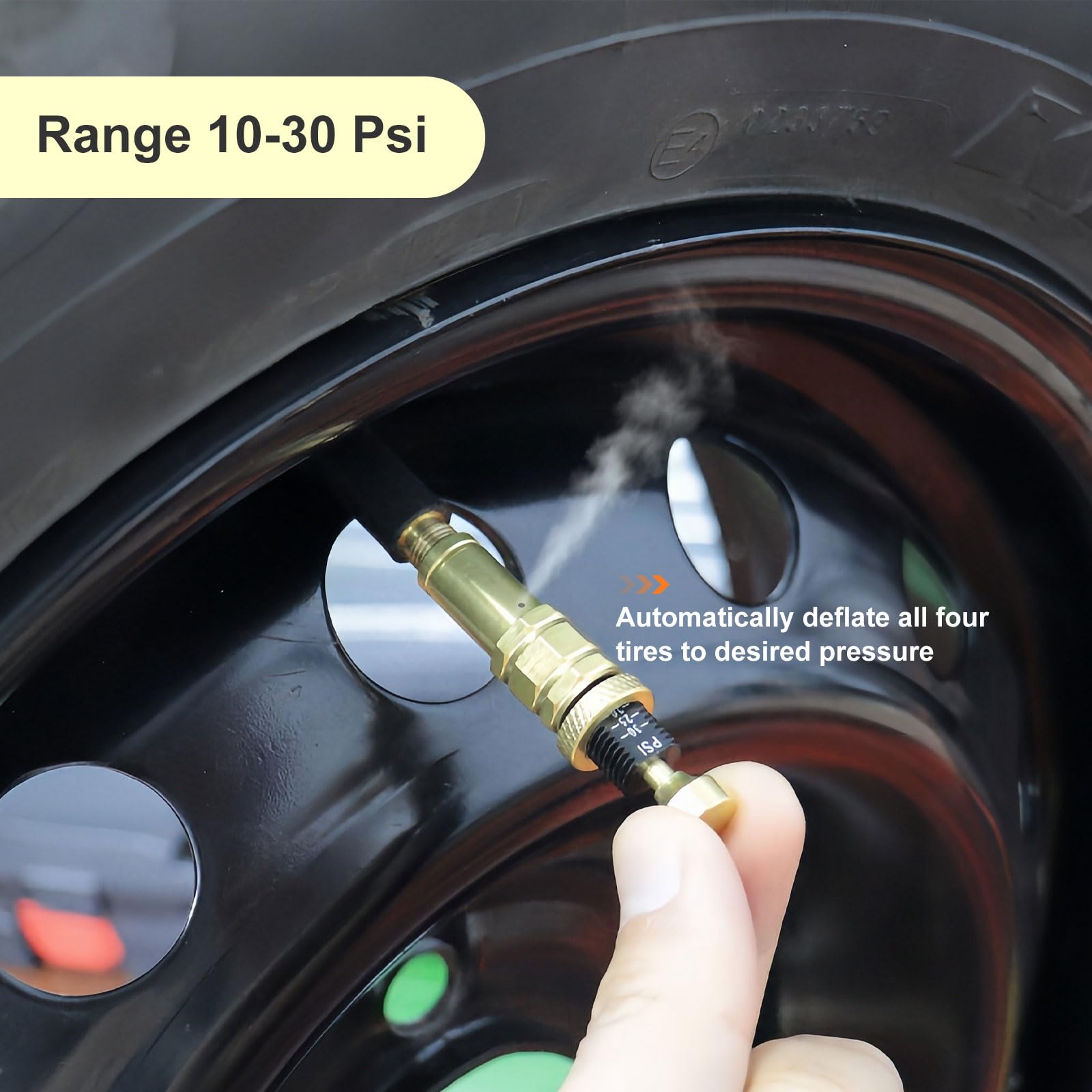 Uharbour Adjustable Tire Deflator, 10-30 Psi Tire Deflators Offroad Accessories, Auto Stop Air Down Tire Deflators, Air Down All