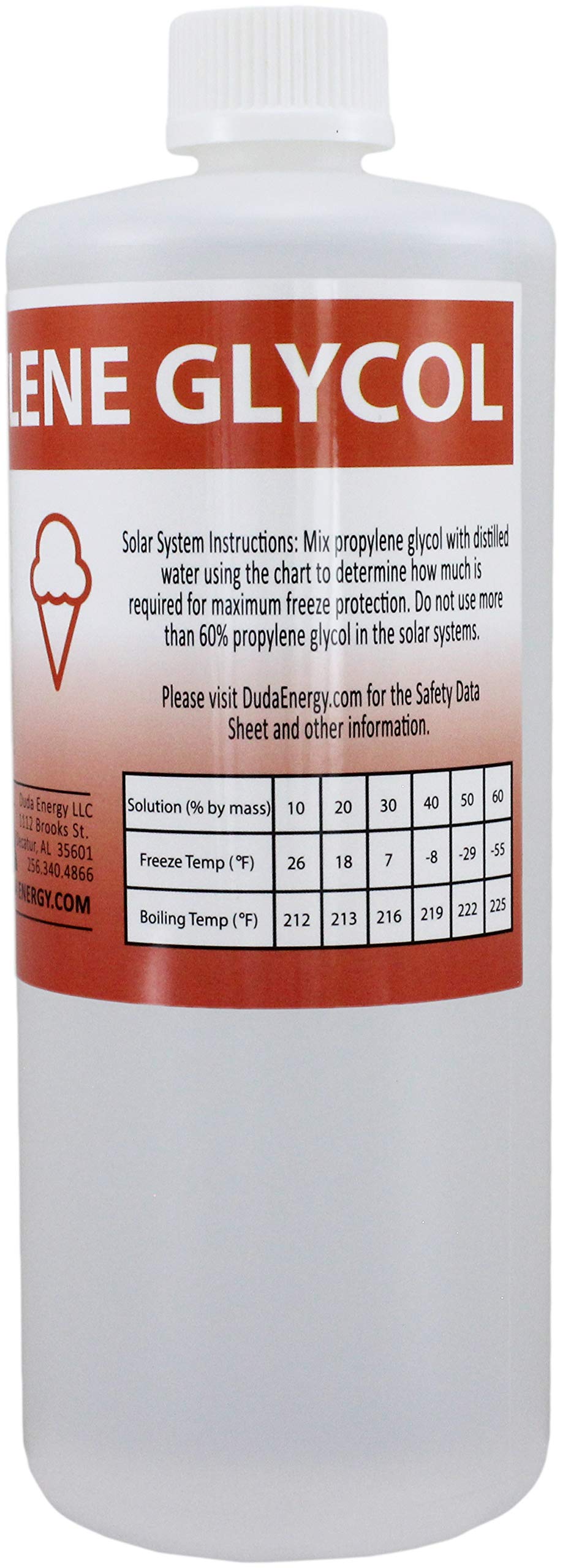 Duda Energy Pg950 1 L Bottle/1 Quart Propylene Glycol Food Grade Usp 99.5+% Pure Concentration With Child Safety Cap