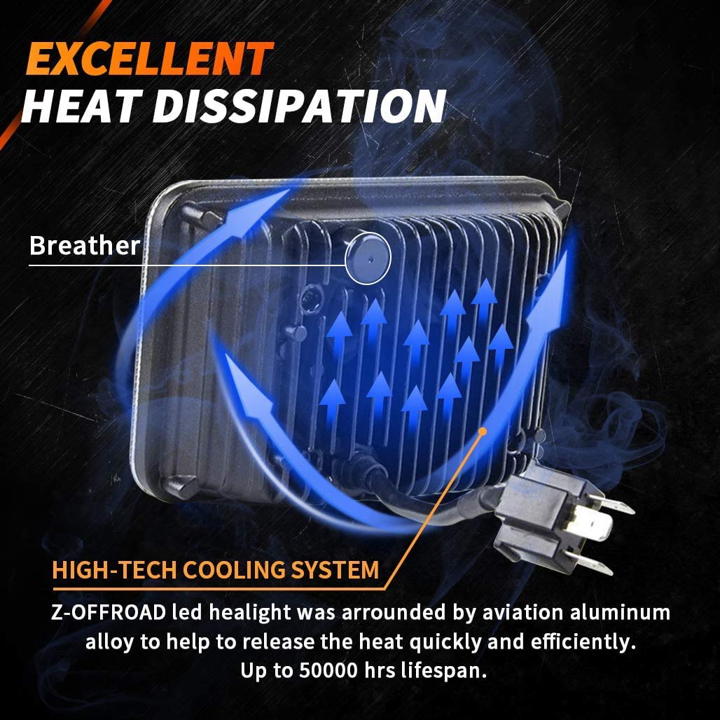 Z-Offroad 4Pcs 60W Rectangular 4X6 Led Headlights Dot Approved H4656 H4651 H4652 H4666 H6545 Headlight Replacement For Freightli