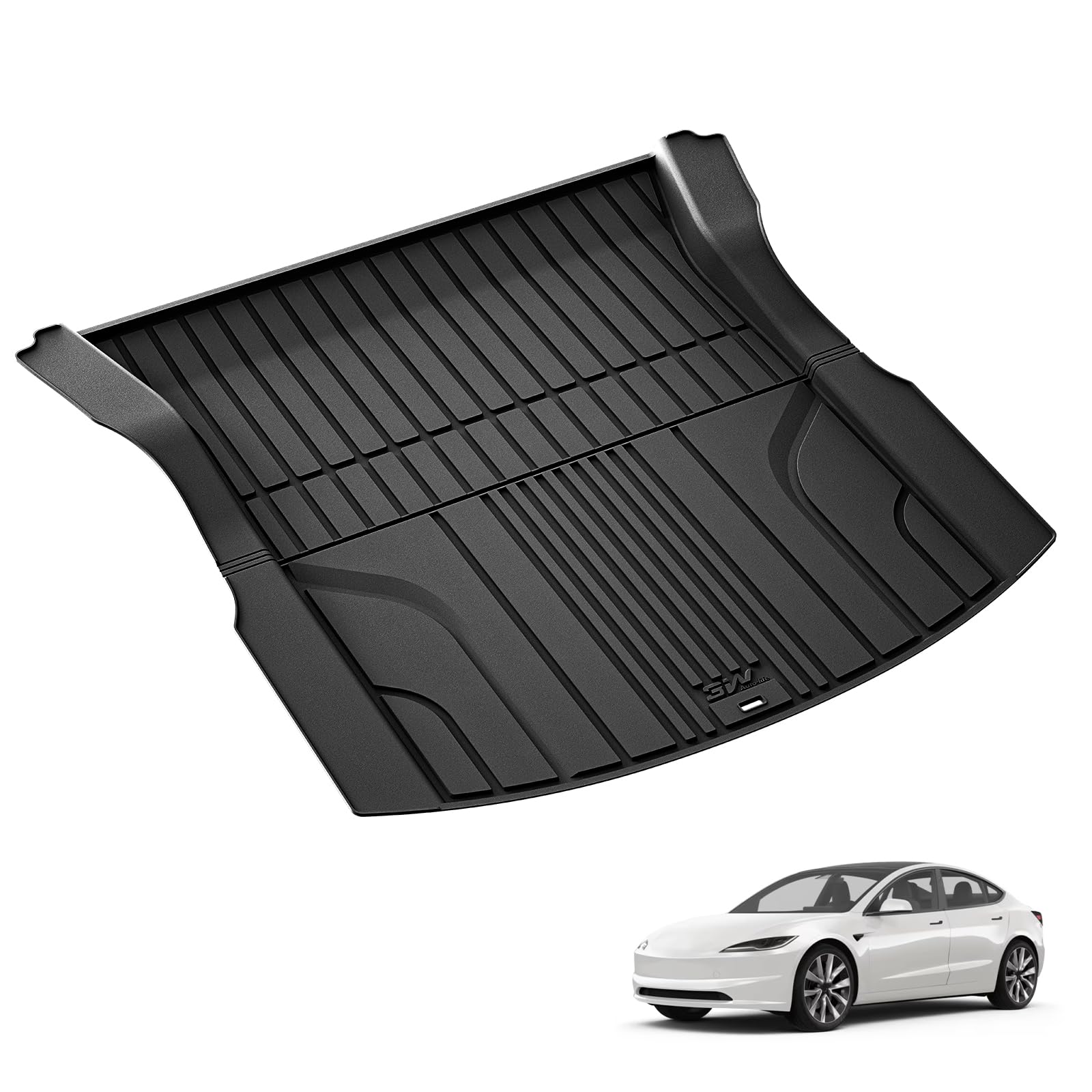 3W Cargo Liner Compatible For Tesla Model 3 2024 Trunk Mat, All Weather Protection Waterproof Bed Mat, Custom Fit Tpe Cargo Tesl
