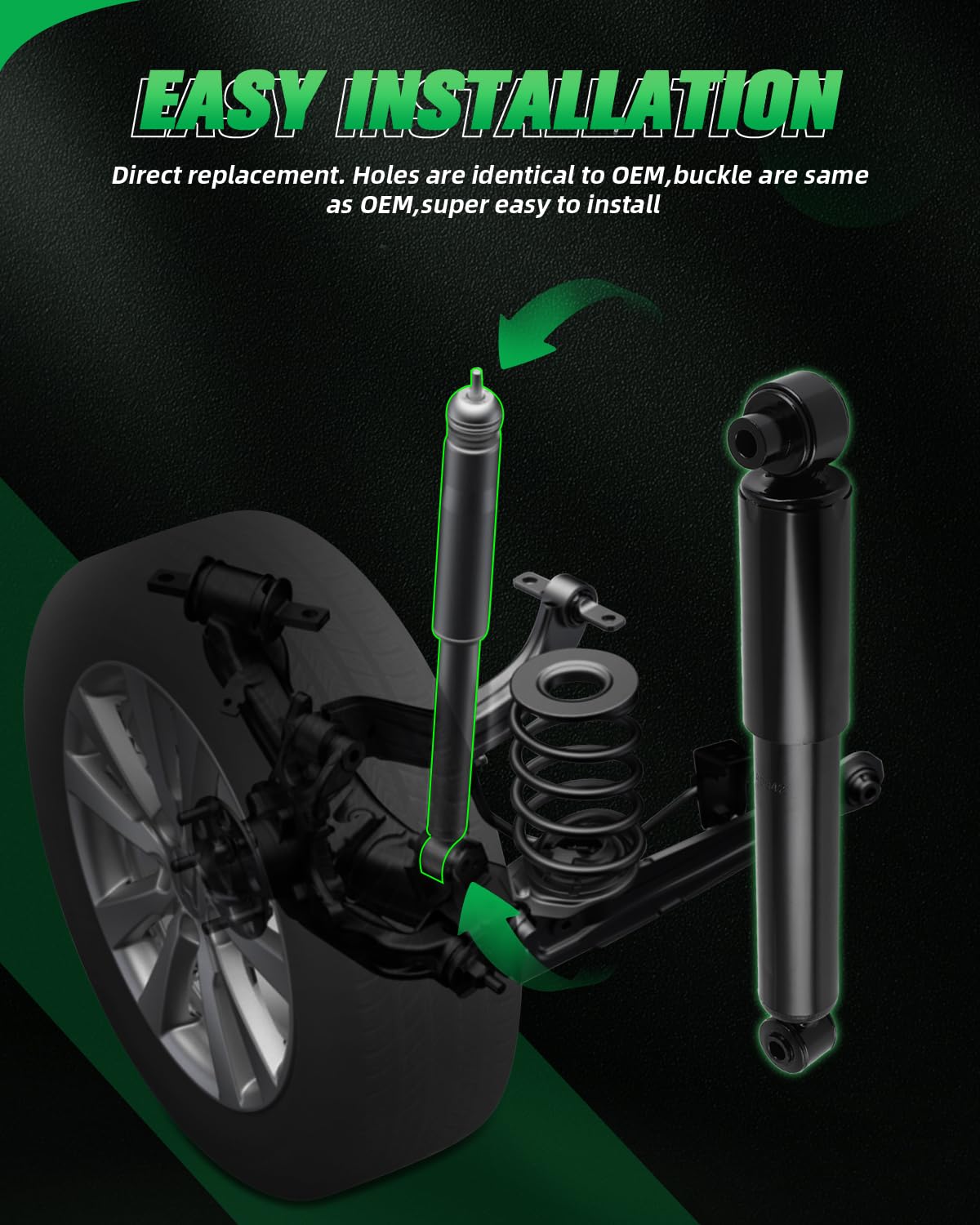 Scitoo - Rear Shock Absorbers For Kia Fits 2010-2013 For Kia Soul Shocks 554387 5657 Shocks Struts - 2Pc Set