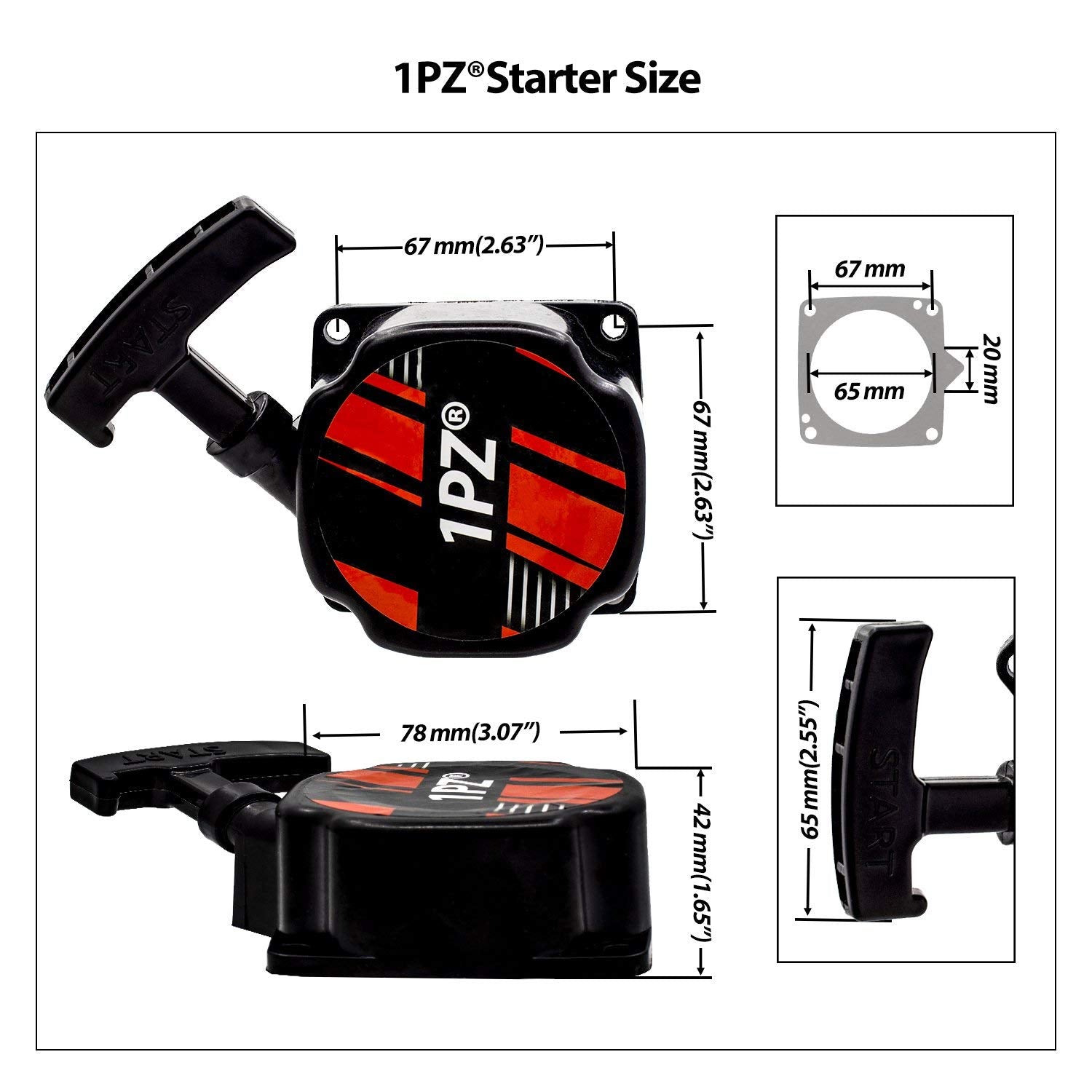 1Pz Mot-P01 Recoil Pull Start Starter With Spacer Replacement For Motovox Mvs10 43Cc 47Cc 49Cc 2Hp Stand-Up Gas Scooter Pocket Dirt Bike Chopper Atv