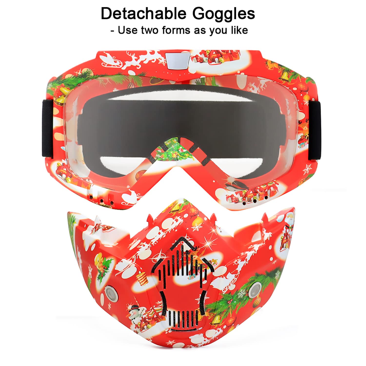 SPOSUNE Motorcycle Goggles - Paintball Mask Detachable Face Mask for ATV Dirt Bike Motocross Safety Goggles for Men Women