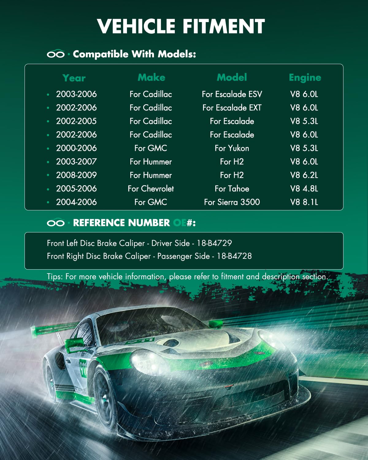 Scitoo 18-B4729 18-B4728 Front Left & Right Brake Calipers W/Bracket For Cadillac For Escalade/For Escalade Esv/For Escalade Ext