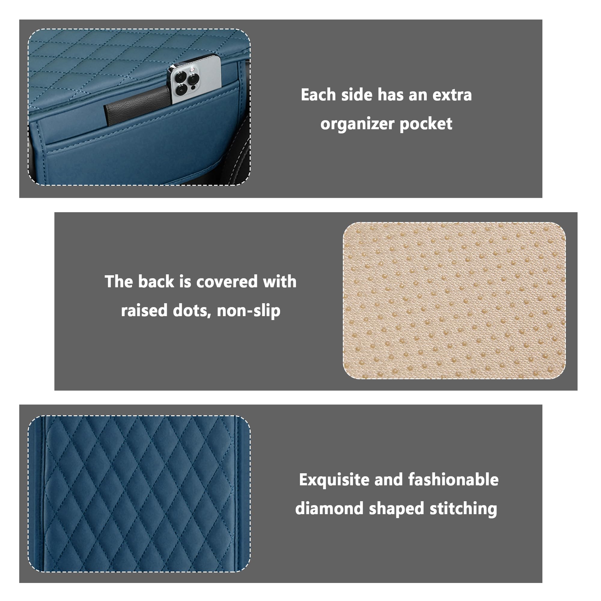 Stacool Upgraded Car Center Console Cover,Microfiber Leather Car Armrest Cover Cushion with 2 Storage Bags,Universal Car Armrest