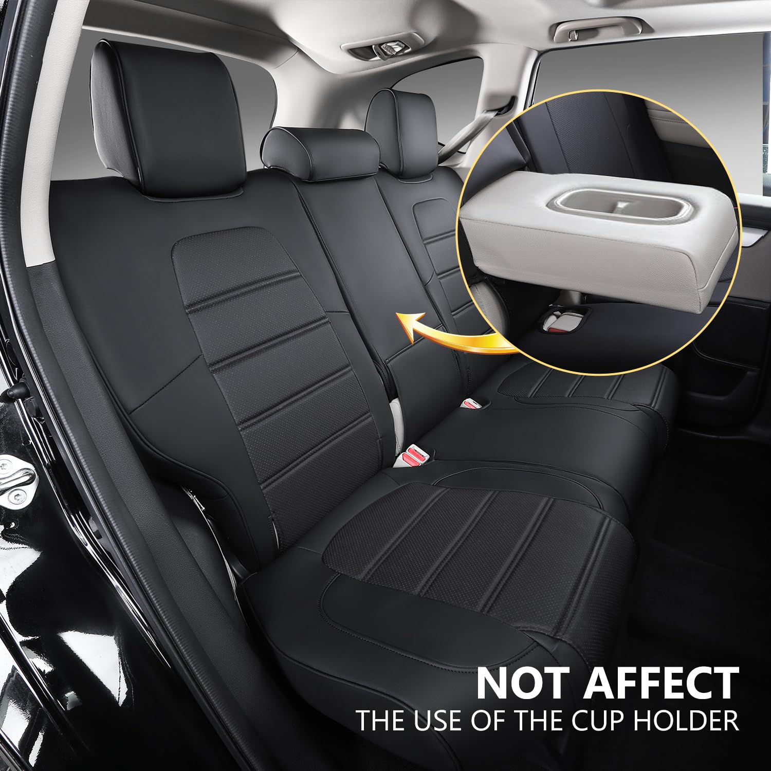 Ptyyds Seat Covers Compatible With 2017-2022 Honda Crv Seat Covers Full Set Leather Seat Protector Replacement For 2017-2022 Honda Crv Accessories(Fit 2017-2022 Crv,Full Set,Black)