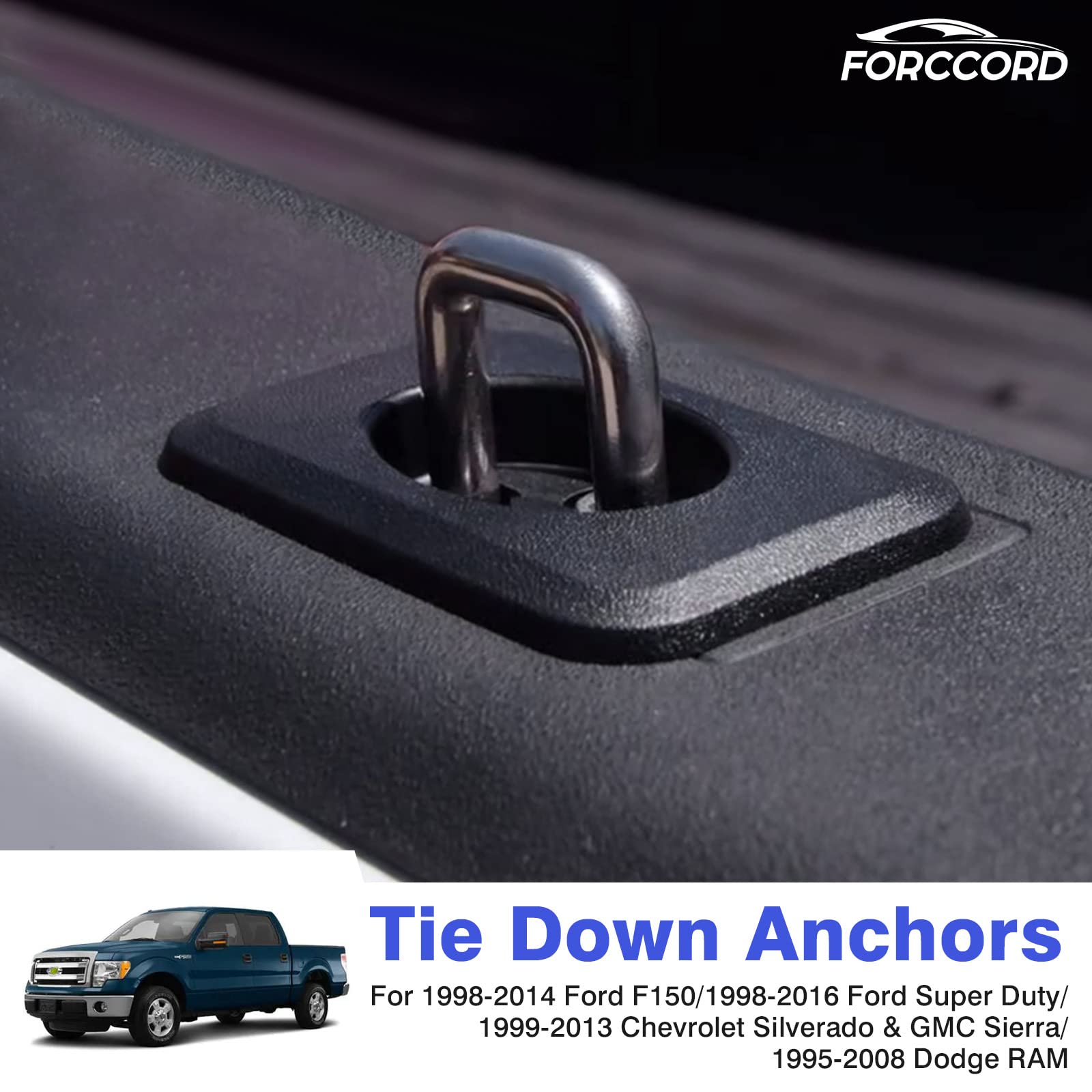 Forccord Custom Fit For Tie Down Anchors 1998-2016 Ford Super Duty 1998-2014 Ford F150 1999-2013 Chevrolet Silverado & Gmc Sierr