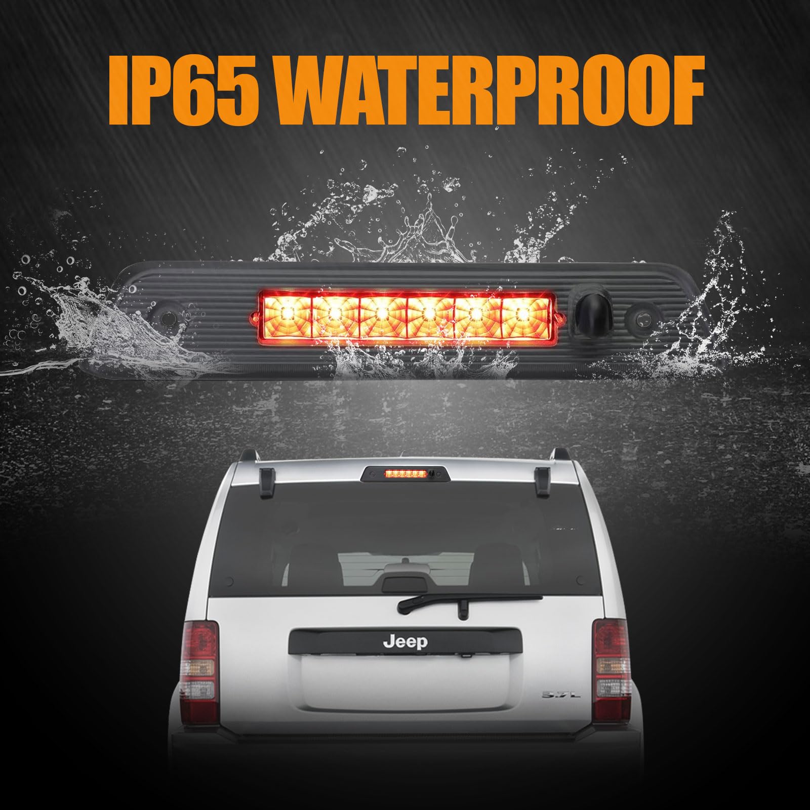 Cxdar Third 3Rd Brake Light Led For 2008-2012 Jeep Liberty, High Mount Rear Brake Lights Assembly For 08-12 Liberty, Waterproof