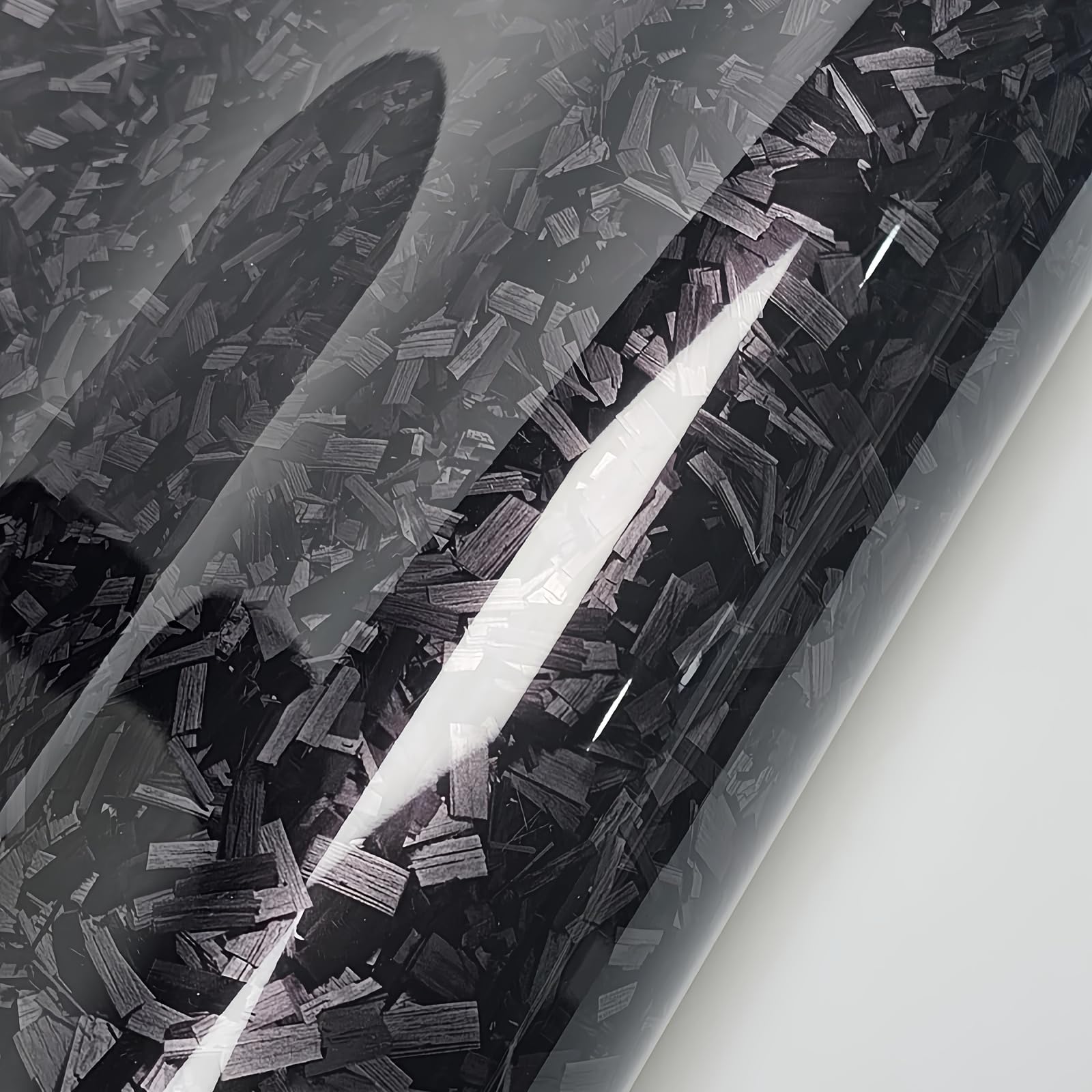 Lzlrun Forged Gloss Carbon Fiber Black Vinyl Wrap Roll Air Release Sticker Sheet Film Diy Decal Car Auto Vehicle Morotcycle Self Adhesive - 1Ft X 3.5Ft