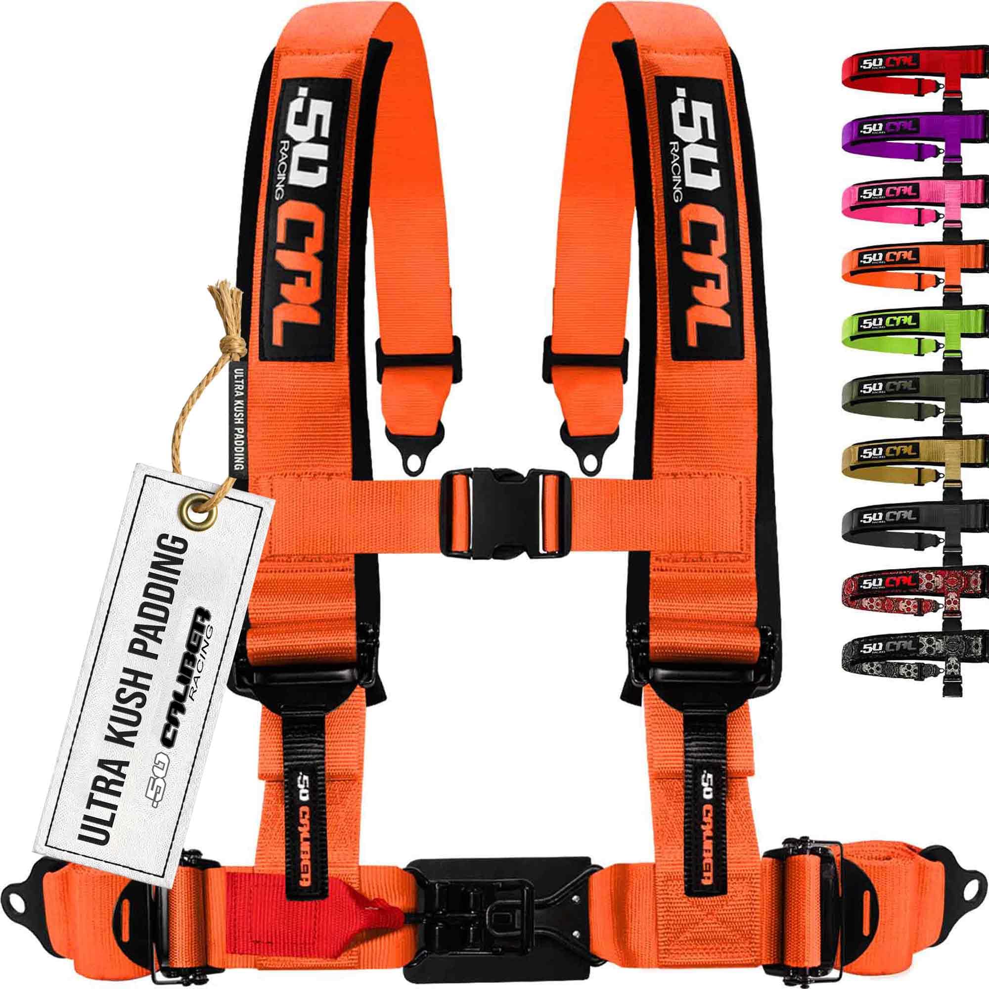 1pc Orange 4 Point Harness for Bucket Seat, 2in Belt, Quick Release, 10 Color Options, Racing Harness UTV RZR Car [6304]