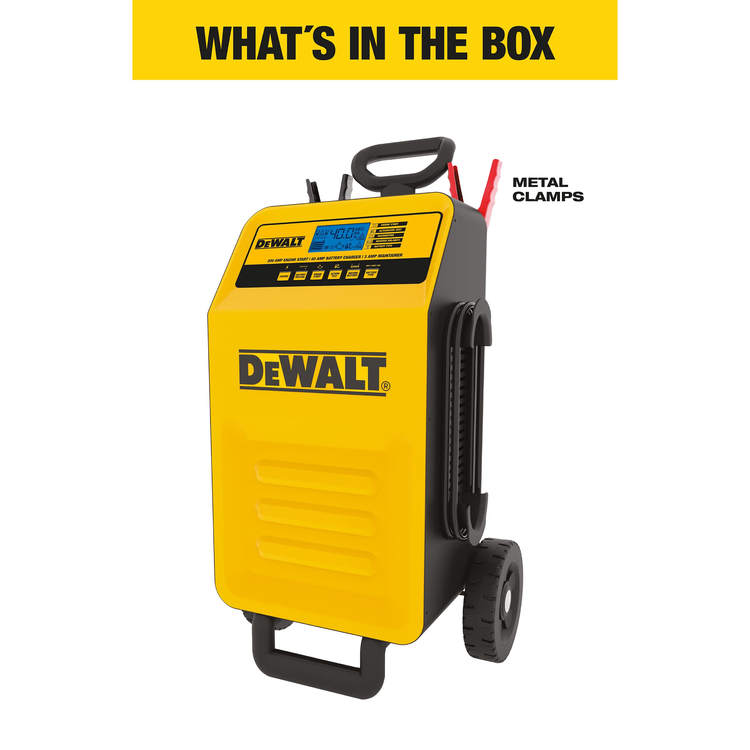 Dewalt Dxaec200 Dxae200 Professional 40-Amp Rolling Battery Charger And 3-Amp Maintainer With 200-Amp Engine Start