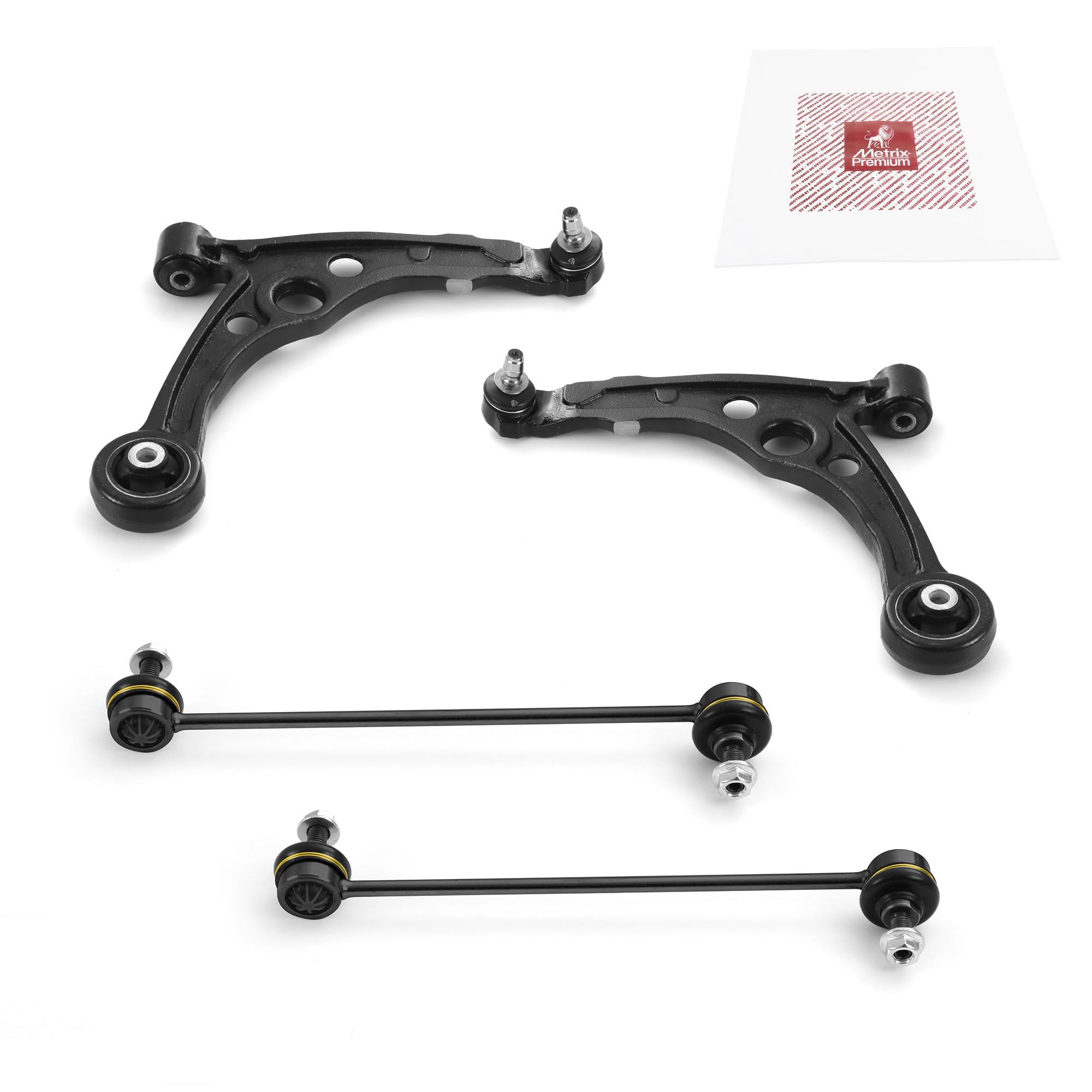 Metrix Premium Chassis Parts - 4 Pc Front L/R Lower Control Arm & Front L/R Sway Bar Stabilizer End Link Kit Fits 2012-2019 Fiat