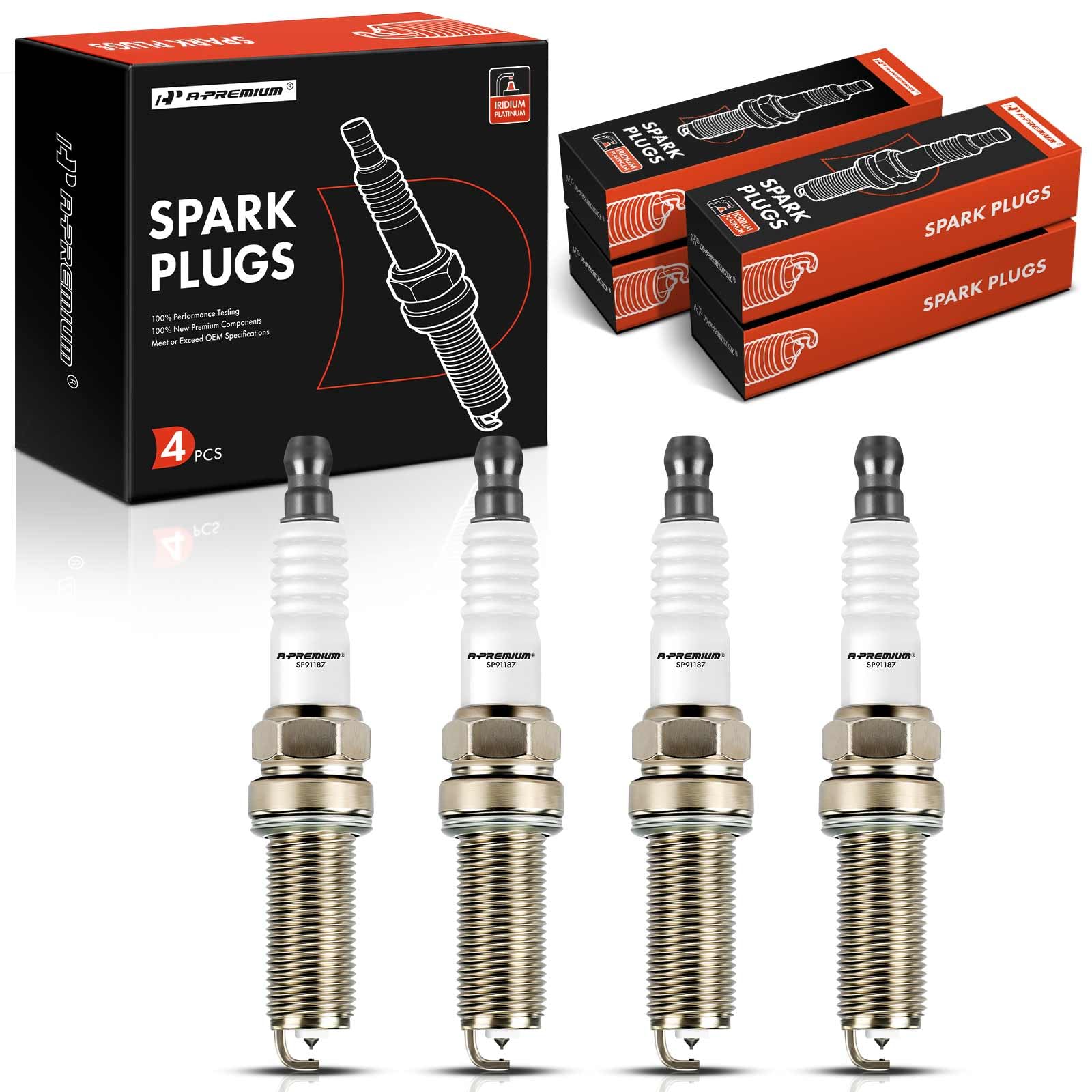 A-Premium Iridium Platinum Spark Plugs Compatible with Nissan Altima 2007-2013, Rogue, Rogue Select, Sentra, Versa, Versa Note, 
