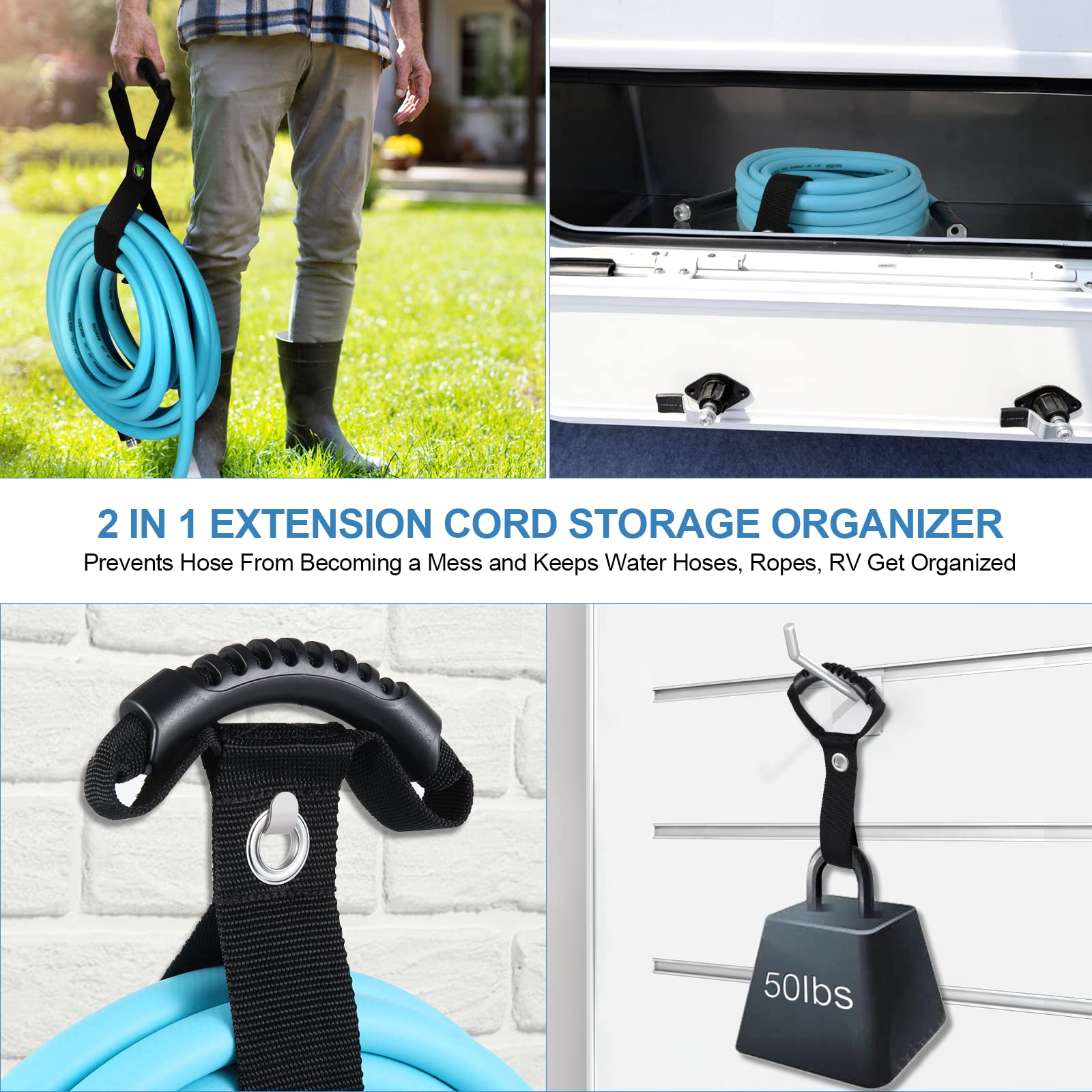 Gociean 50Ft Upgraded Rv Water Hose With Storage Straps, 5/8 Rv Drinking Water Hose, Anti-Leak And Anti-Kink Design, Camper Fresh Water Garden Hose For Rv, Camper, Truck And Car