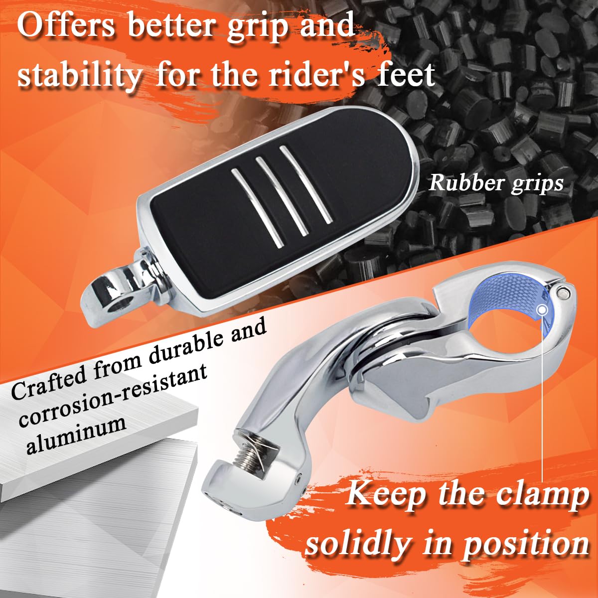 Fovplue 1.25'' Highway Footpegs,Short Angled Adjustable Highway Pegs W/Mount For Harley Touring Street Glide Electra Glide Road