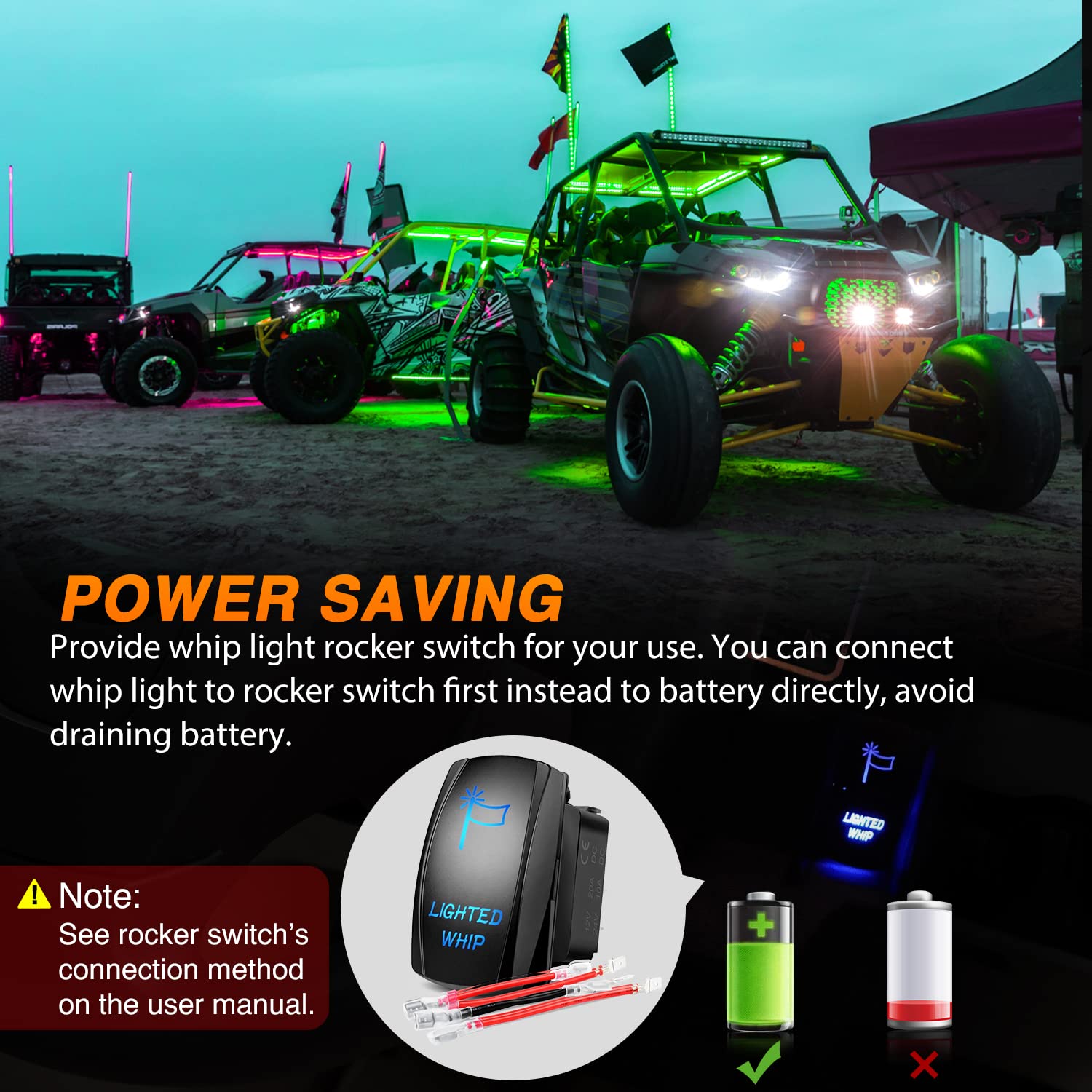 Nilight 2Pcs 6Ft Spiral Rgb Led Whip Light W/Rgb Chasing/Dancing Lights Rf Remote Control Lighted Antenna Whips For Can-Am Atv U