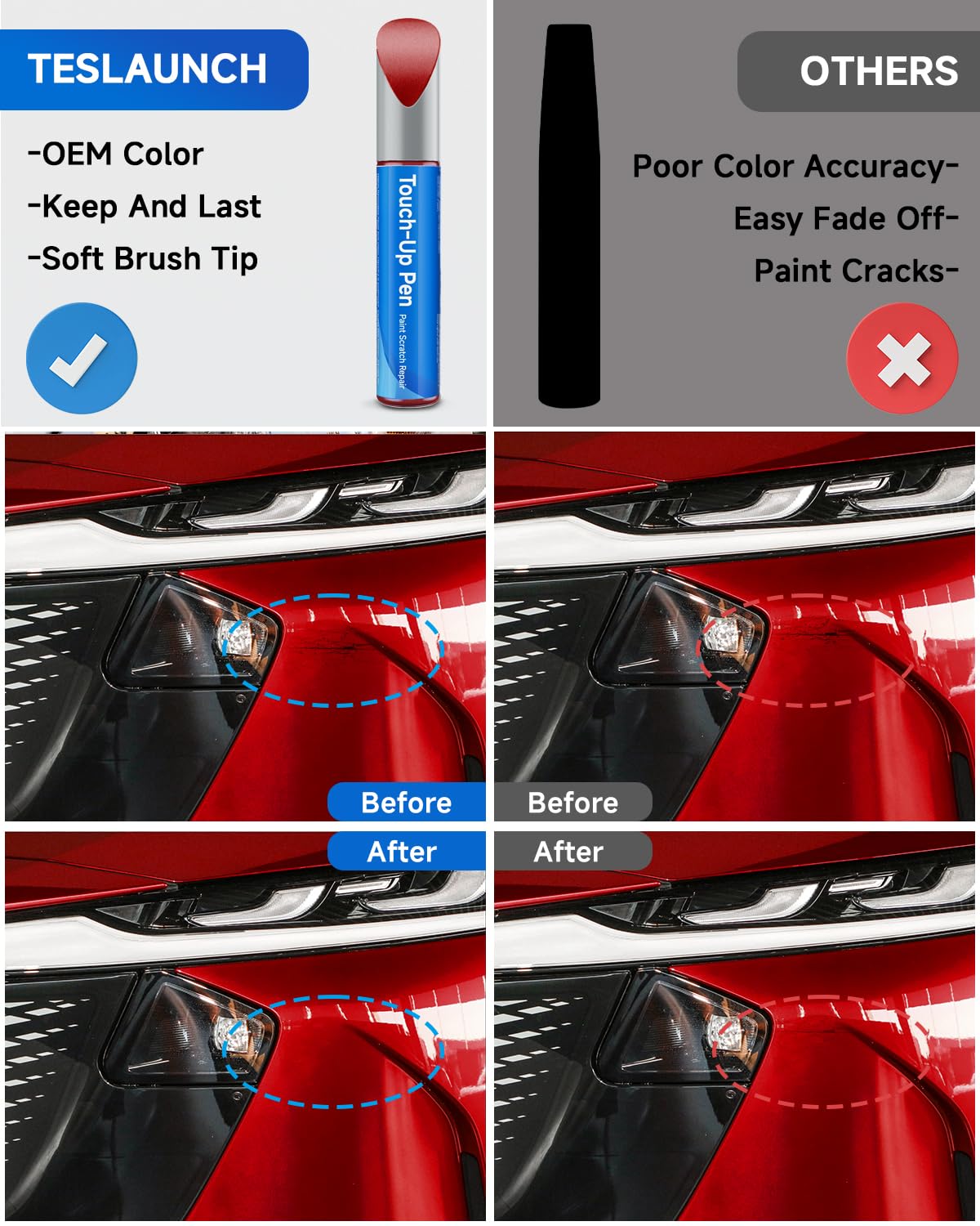 RSACET 41V Soul Red Metallic Tricoat Touch Up Paint Compatible with Mazda Exact Match Touch Up Paint Car Scratch Repair