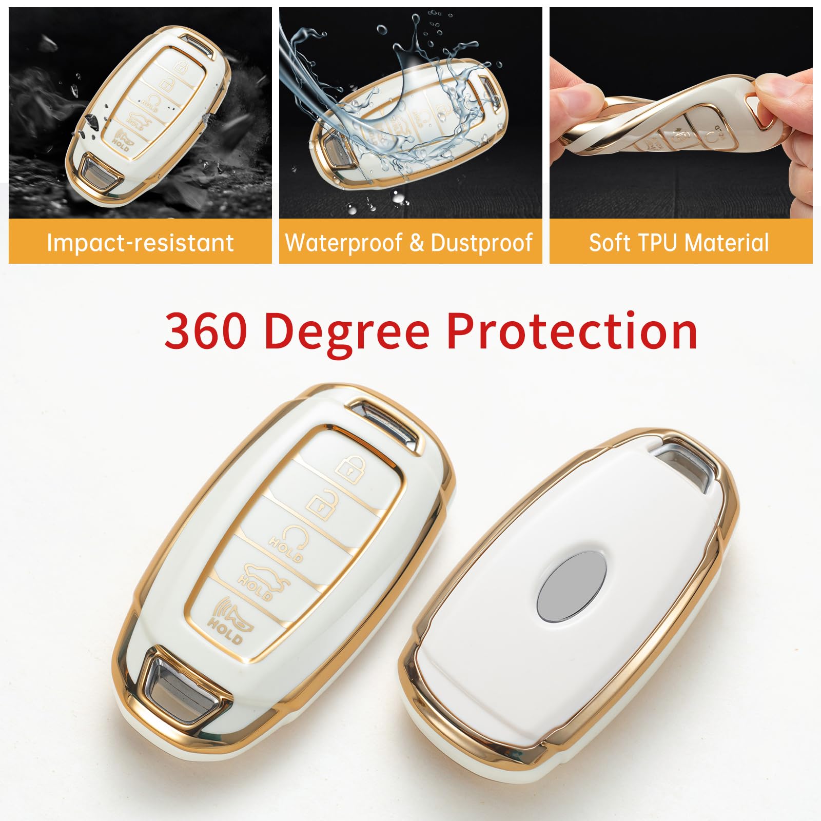 Gematay For Hyundai Key Fob Cover With Keychain Lanyard, Key Fob Protector Shell Compatible With Elantra Gt Sport Santa Fe Palis