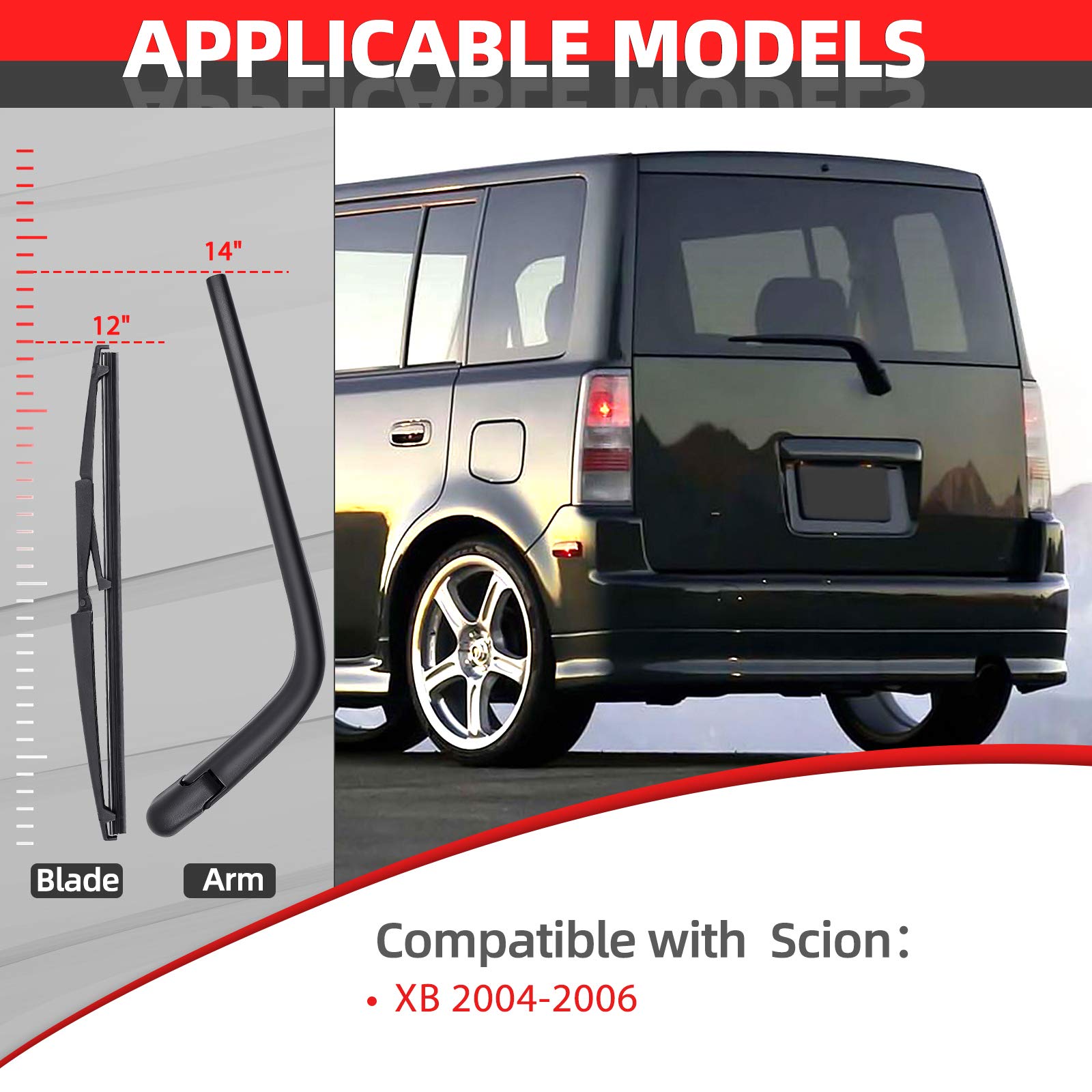 Replacement For Scion Xb 2004-2006, Rear Windshield Wiper Back Arm Blade Set - Otuayauto Factory Oem Style
