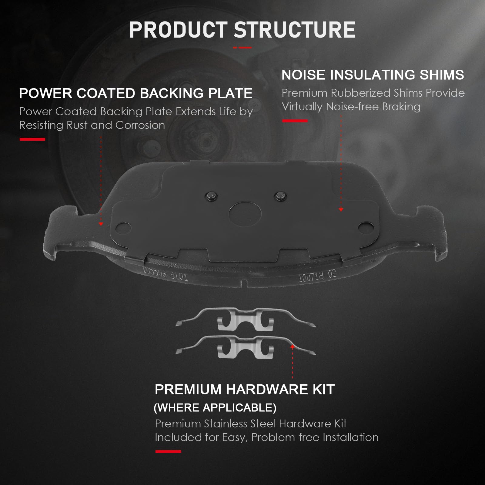 Cciyu D1645 D1564 Front Rear Ceramic Brake Pads Kits 8Pcs Fit For 2013-2016 For Ford Escape,2013-2018 For Ford Focus,2014-2019 F