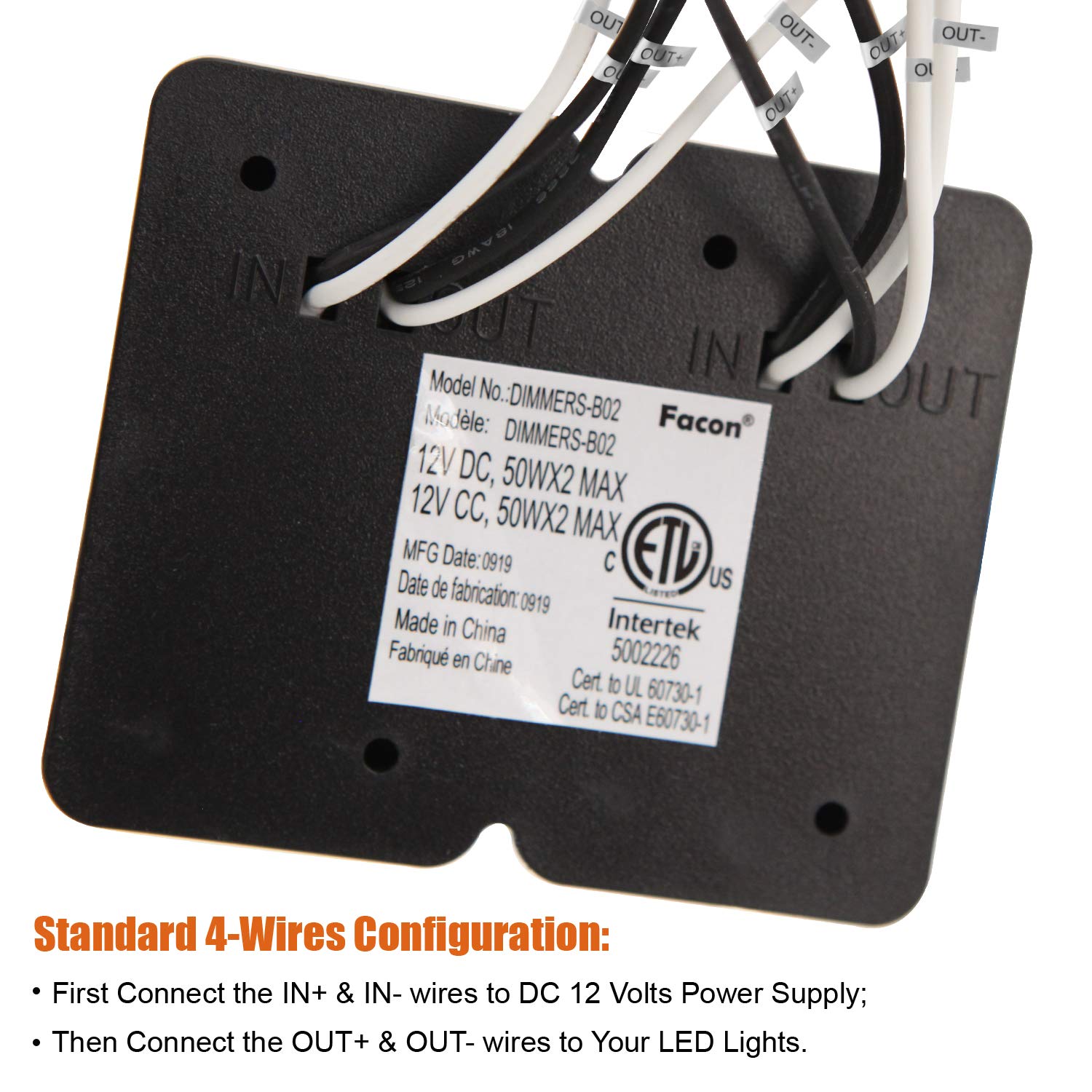 Facon 12Volt Touch Double Dimmer Switch,100W Max, Pwm Wall Mount Dimmer Switch, Use With 12V Led Lights, Incandescent And Haloge