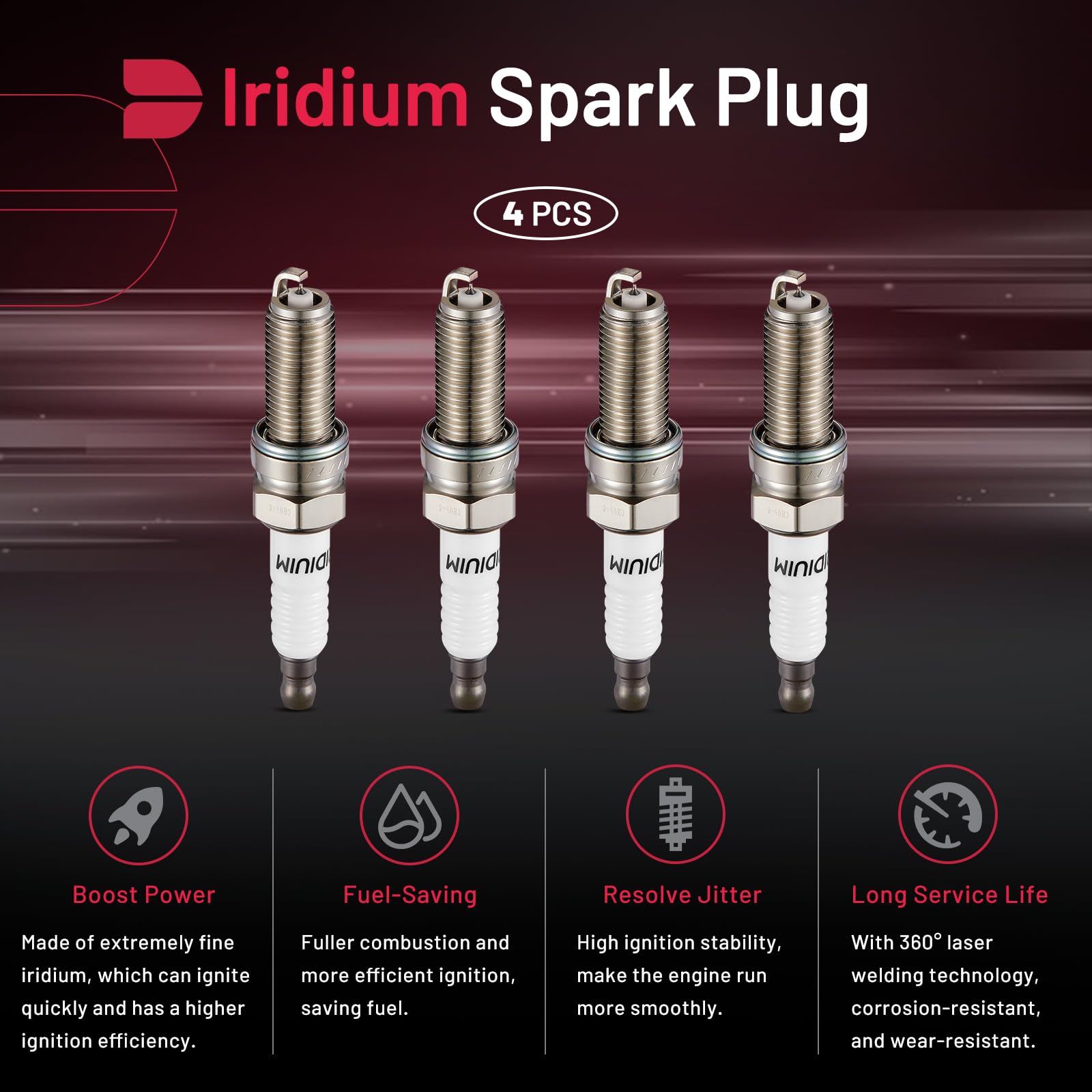 BDFHYK Set of 4 Iridium Spark Plug Compatible with Honda Odyssey HR-V Civic,Acura TLX MDX,Hyundai Elantra Tucson,Kia Soul Forte,