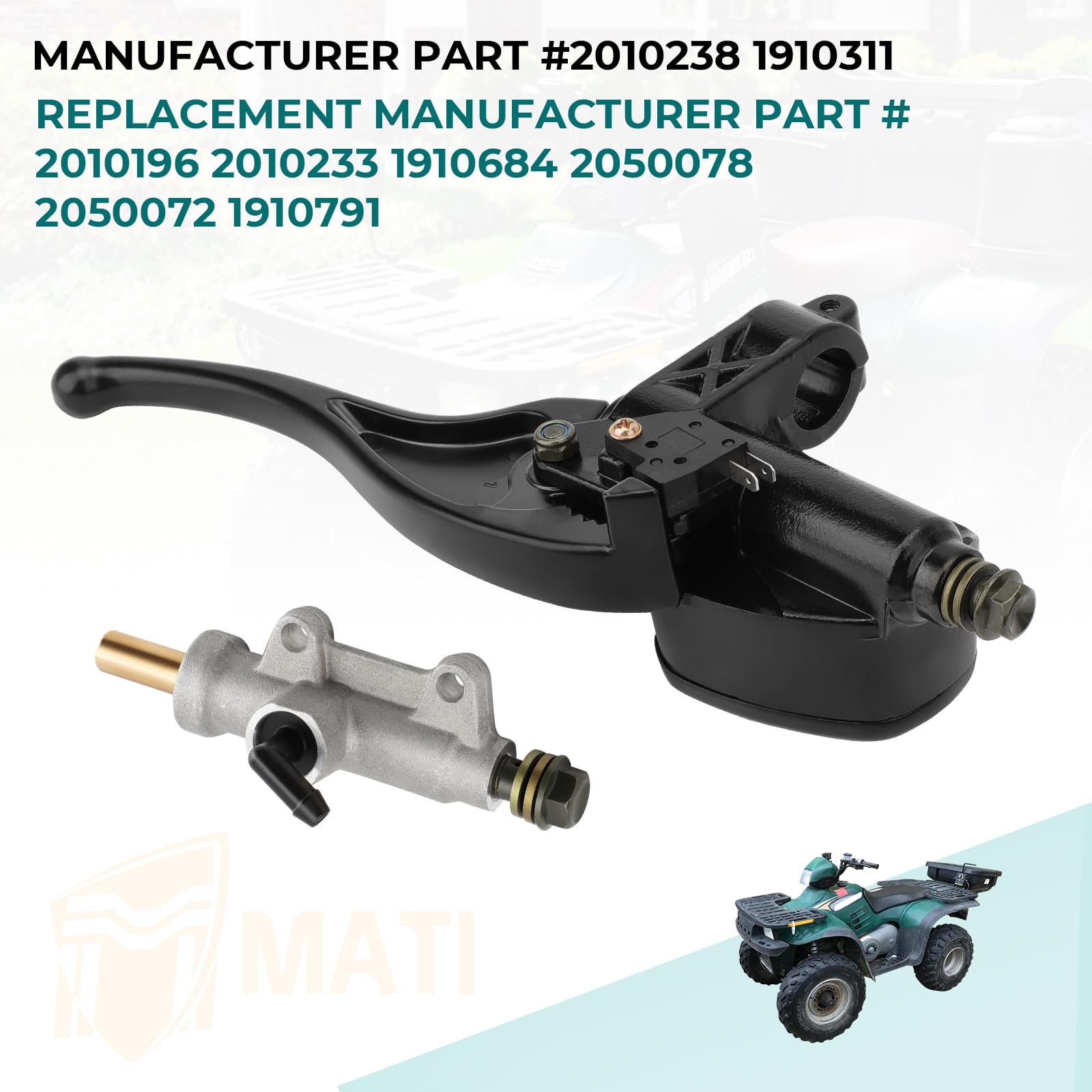 Front Left & Rear Brake Master Cylinder for Polaris Magnum 325 330 500 ATV PRO 500 4X4 PPS Scrambler 500 Trail Blazer 250 330 40