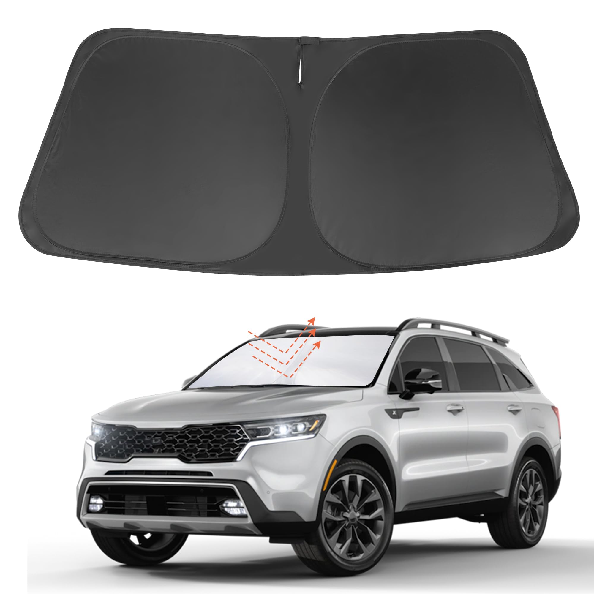Yycke Windshield Sun Shade Accessories Compatible With 2021-2024 2025 Sorento Suv For Kia Foldable Sunshade Sun Visor Blocks Uv
