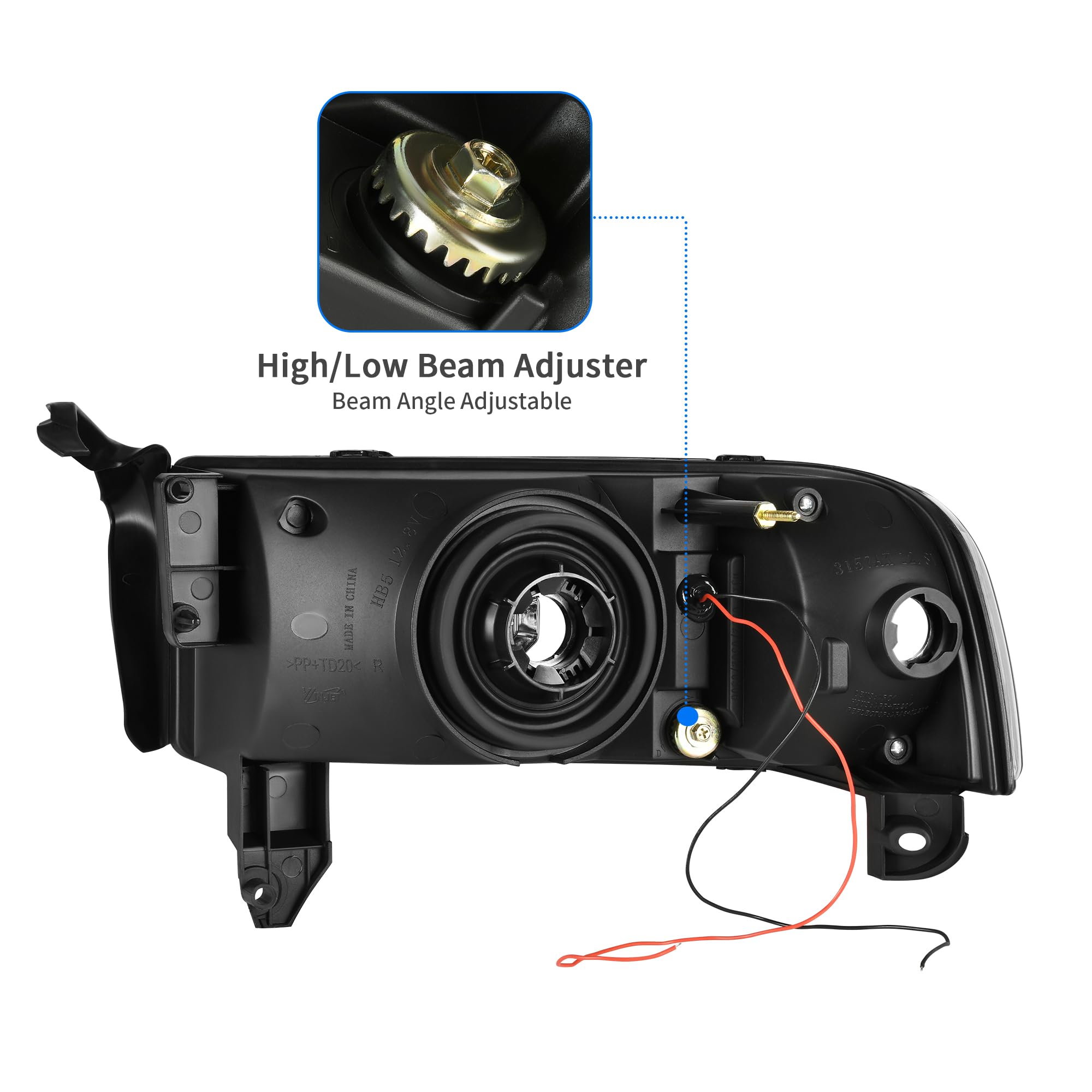 Dwvo Led Drl Headlight Assembly Compatible With 1994-2001 Dodge Ram 1500/94-02 Dodge Ram 2500 3500 Replacement Headlamp Black Ho