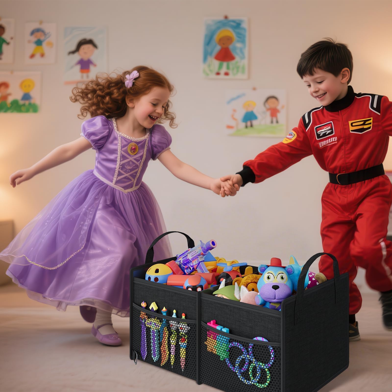 X-cosrack Car Trunk organizer for SUV, Collapsible Car Organizers and Storage for Jeep Sedan with Pockets and Securing Straps, C