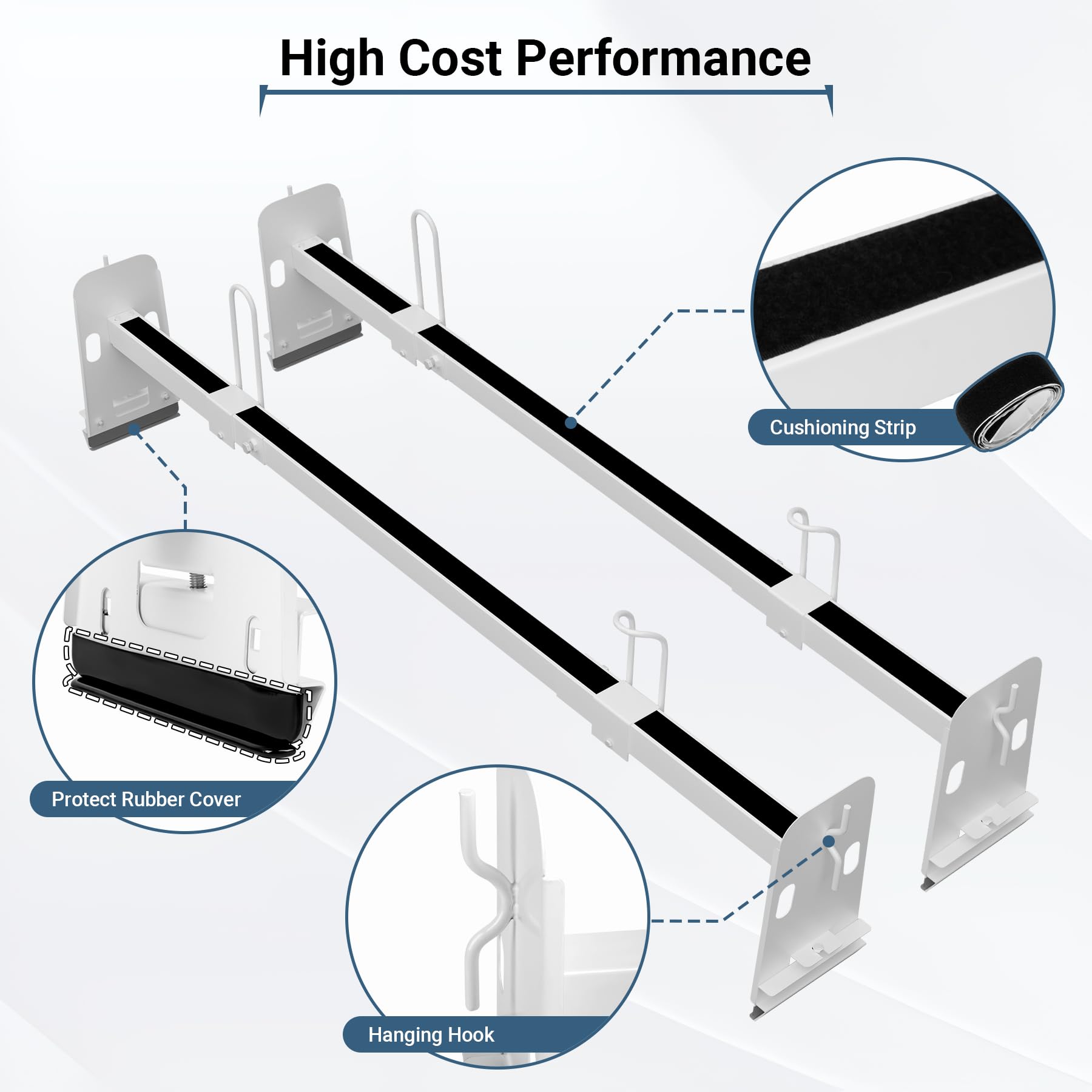 Neorexon Van Roof Ladder Rack 2 Bar Set, Adjustable Length 41.5''- 70'', Universal Van Roof Rack Fit for Chevy Express 1500 2500