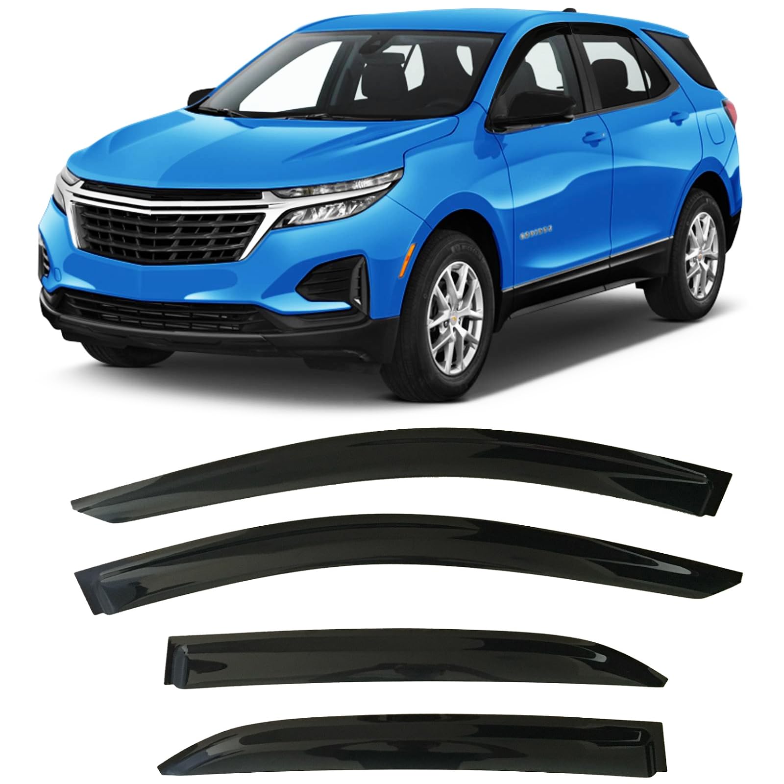 2018-2024 Tape-On Rain Guards For Chevrolet Equinox (Chevy) Side Window Deflector Visors Extra Thick Vent Shades L Ls Lt Premier