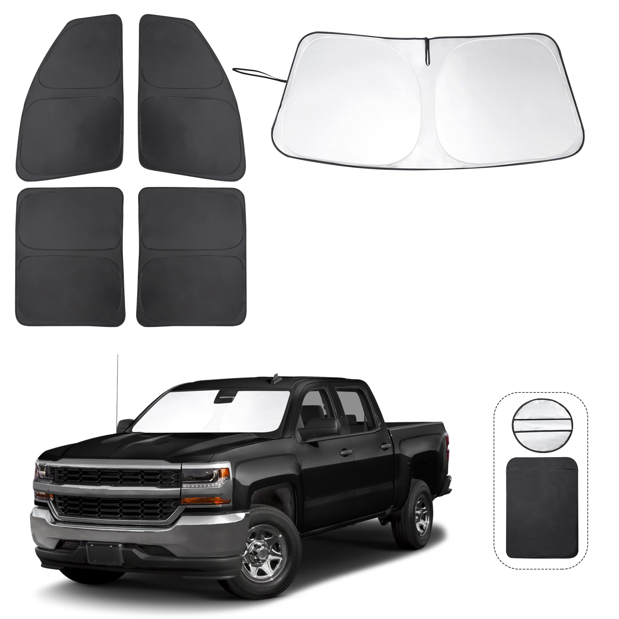 Tinglu Window Shades For Chevrolet/Chevy Silverado 2014-2019 Accessories Full Windows Windshield Sun Shade Sun Uv Rays Privacy P