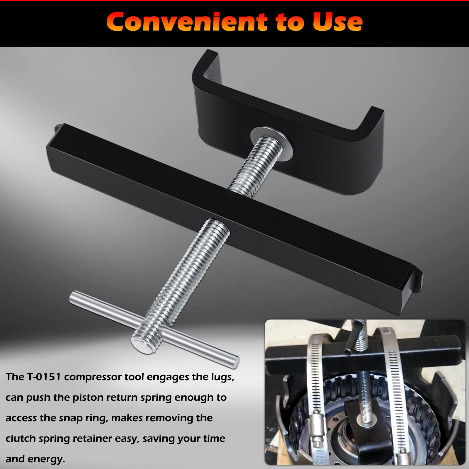 Bonbo T-0151 Rear Clutch Spring Compressor Transmission Tool - 4L60E Low & Reverse Spring Compressor, Compatible With Gm 250 250C 350 350C 700R4 4L60 4L60-E 4L65E 4L70 4L70E 4T80-E