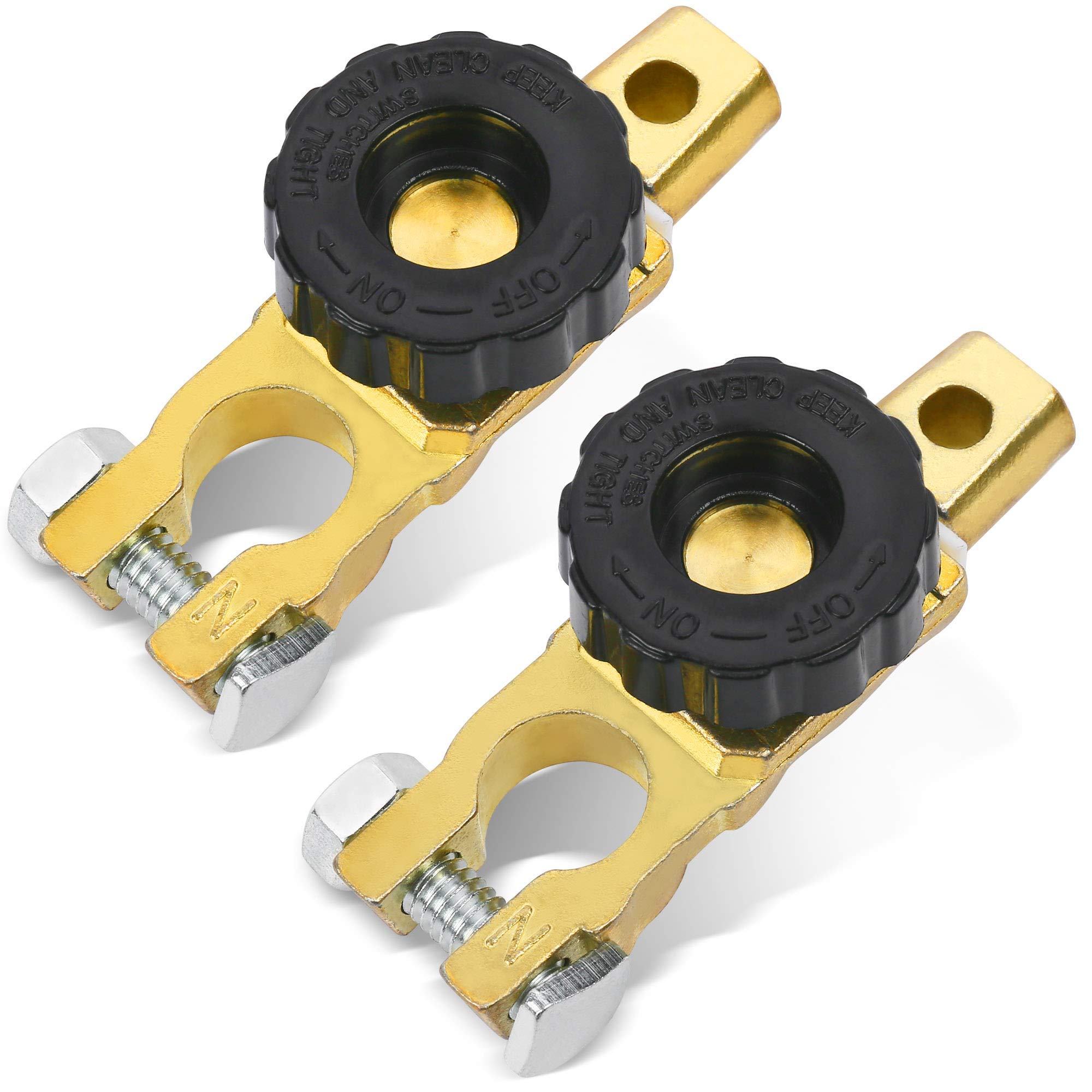 Lotfancy Top Post Battery Disconnect Switch For Car Auto Truck Boat Rv Atv, Pack Of 2, 12V 24V Battery Cutoff Switch, Heavy Duty Battery Isolator Switch, 125/500 Amps