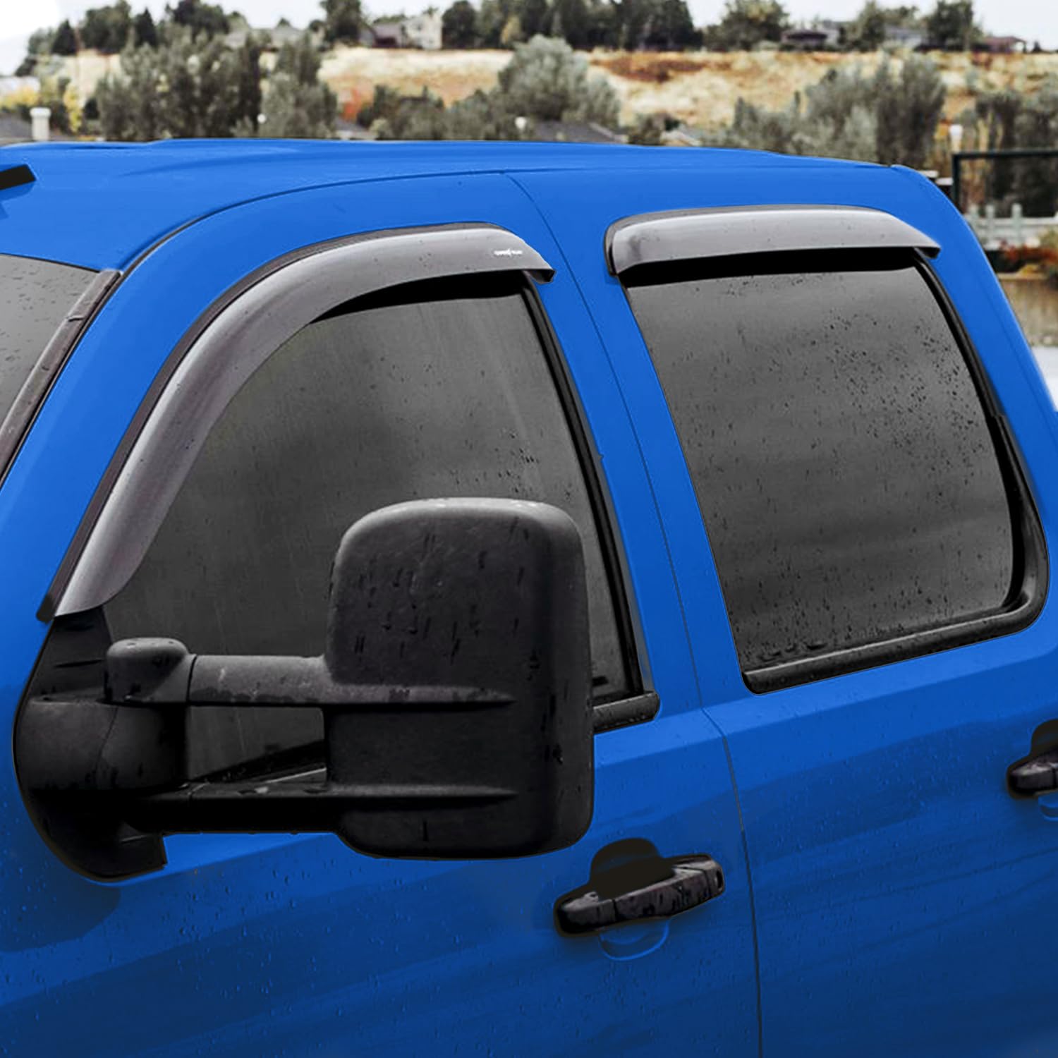 Goodyear Shatterproof Window Deflectors For Trucks Chevrolet Silverado/Gmc Sierra 2007-2013 Crew Cab, Tape-On Rain Guards, Windo