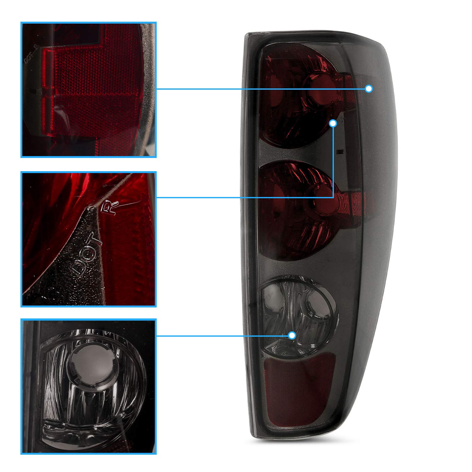 Amerilite Red/Smoke Replacement Brake Tail Lights Set For 04-12 Chevy Colorado/Gmc Canyon - Passenger And Driver Side