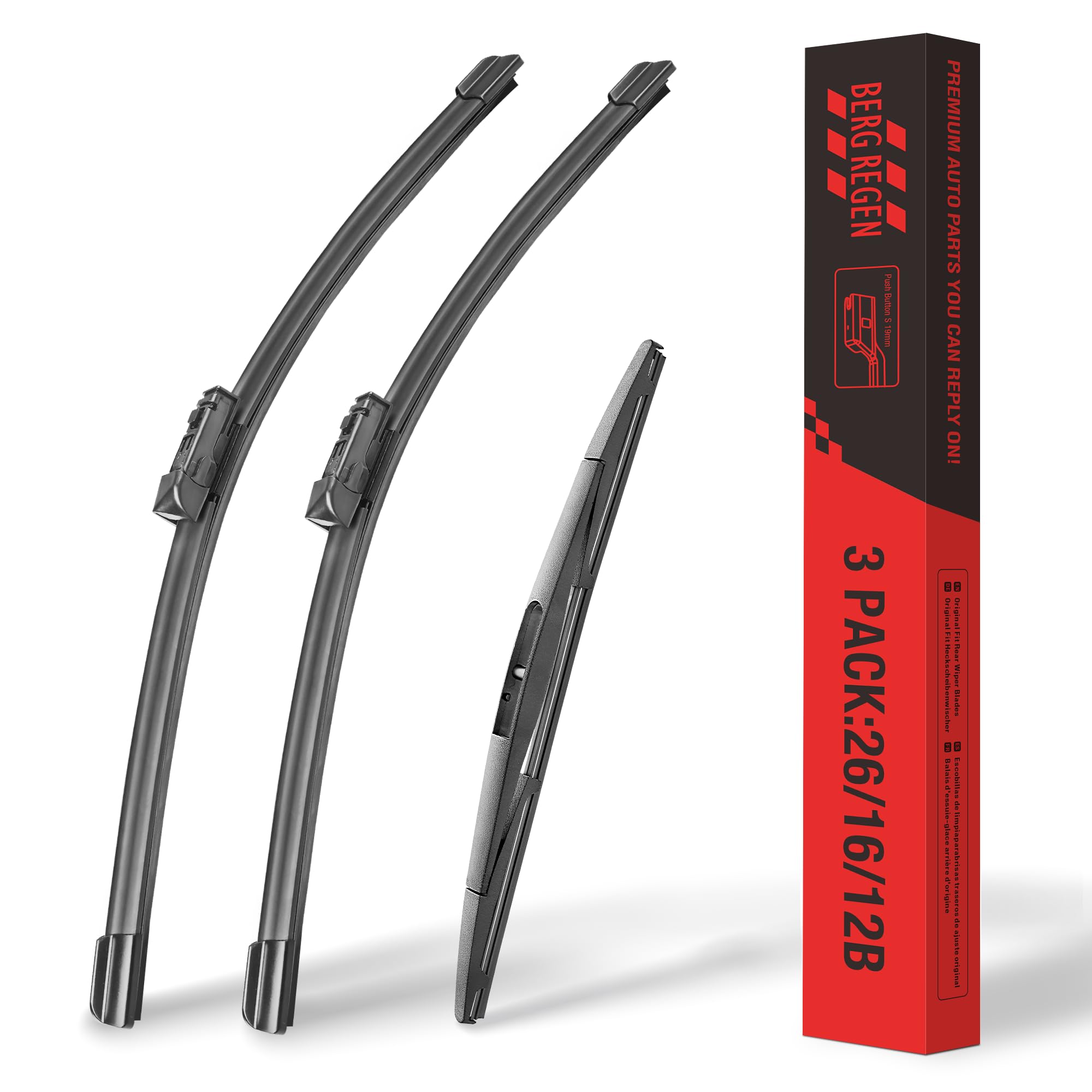 Berg Regen 3 Silicone Wiper Blades Replacement For Subaru Crosstrek Lmpreza 2023 2022 2021 2020 2019 2018 (Top Lock) 26''+16''+1