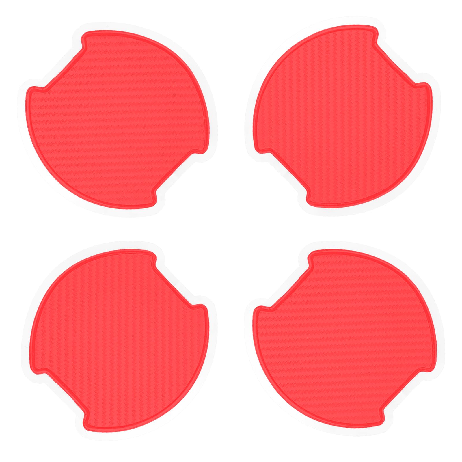 Worcas 4Pcs Universal 3D Carbon Fiber Car Door Handle Paint Scratch Protector Sticker Auto Door Handle Cups Protective Pad(L-Red