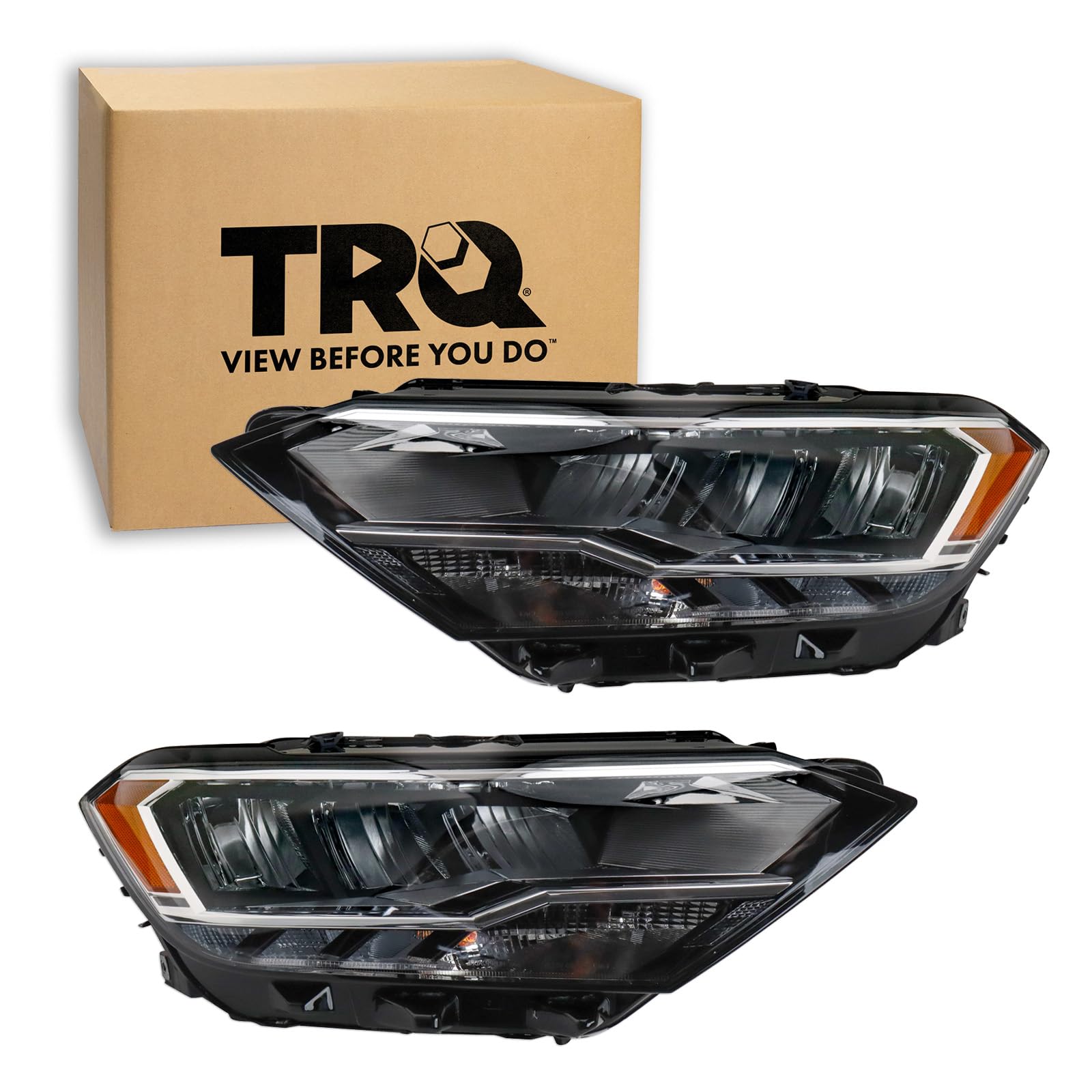 Trq Driver & Passenger Side Headlight Assembly Set Headlights Driver & Passenger Side Compatible With 2019-2023 Volkswagen Jetta