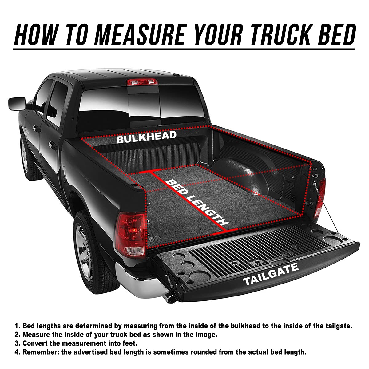 Dna Motoring Truck Bed Soft Tri-Fold Adjustable Tonneau Cover Compatible With 09-18 Dodge Ram 1500 6.5Ft Fleetside Short Beds W/