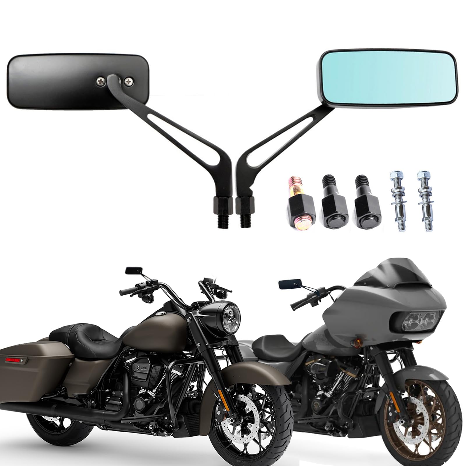 Black Motorcycle Side View Mirrors For Harley Davidson Sportster 883 1200 Street Glide