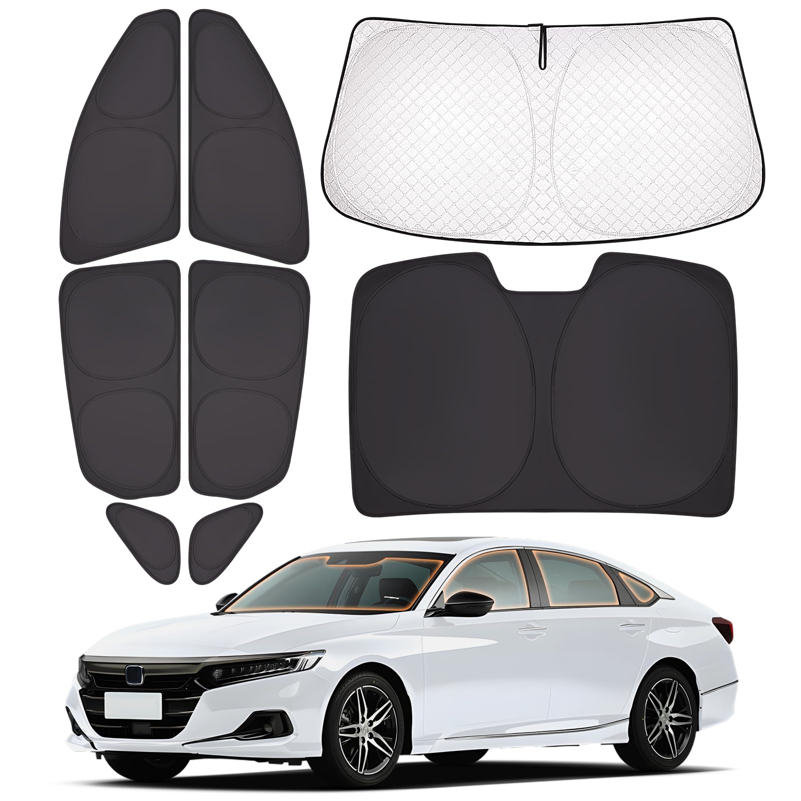 XCBYT 2018-2024 Accord Window Shades | 6 Layers Thickened Car Window Covers | 2 in 1 Car Full Window Privacy Curtains | 100% Bla
