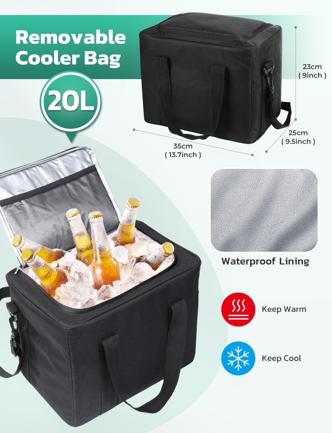 Oasser Trunk Organizer With Cooler Bag, Large Collapsible Car Trunk Organizer For Suv With Multi Compartments, Car Storage Groce